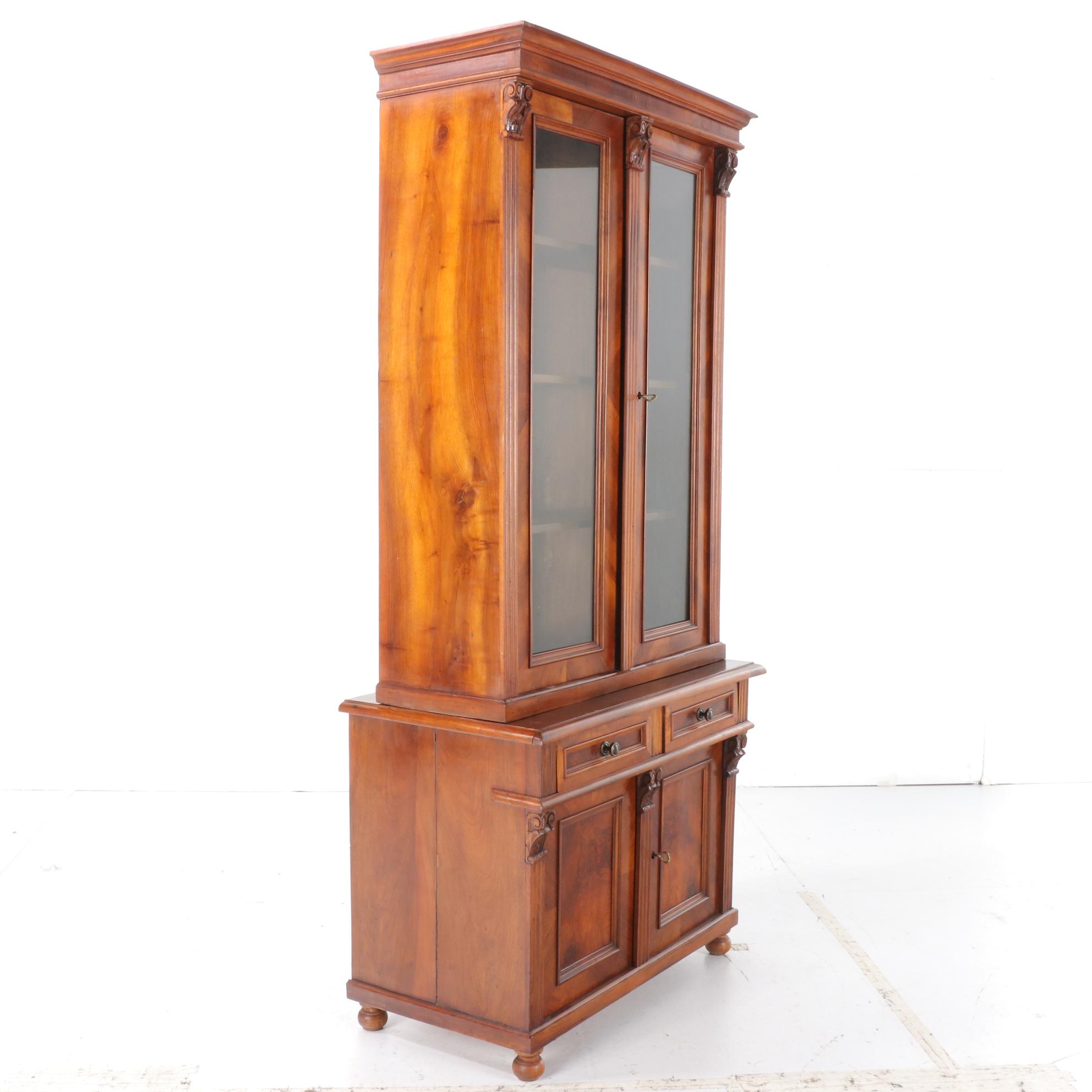 2-Piece Walnut Cabinet, Early 20th Century