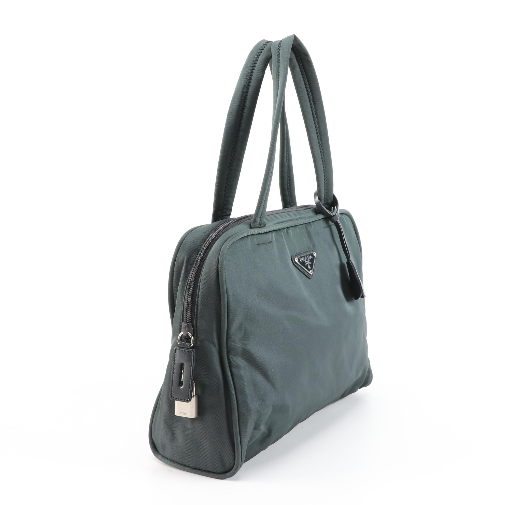 Prada Dark Teal Tessuto Nylon Dual Handle Bag