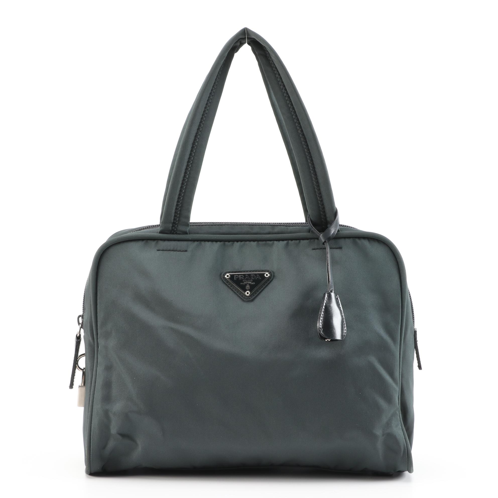 Prada Dark Teal Tessuto Nylon Dual Handle Bag