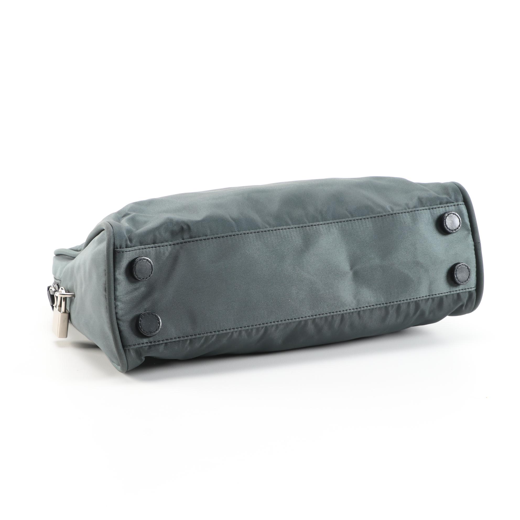 Prada Dark Teal Tessuto Nylon Dual Handle Bag