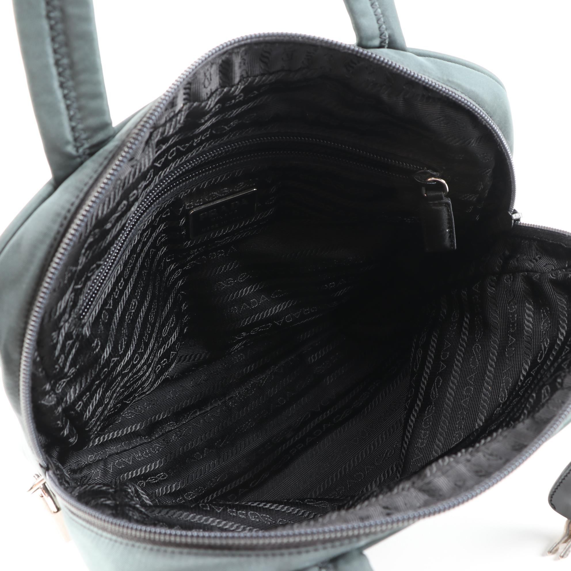 Prada Dark Teal Tessuto Nylon Dual Handle Bag