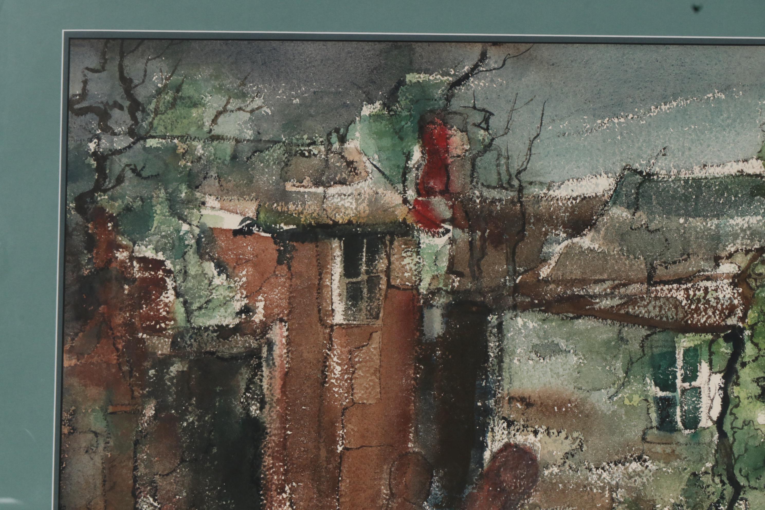 Hazel Paden Watercolor Painting "Nightfall", 1956