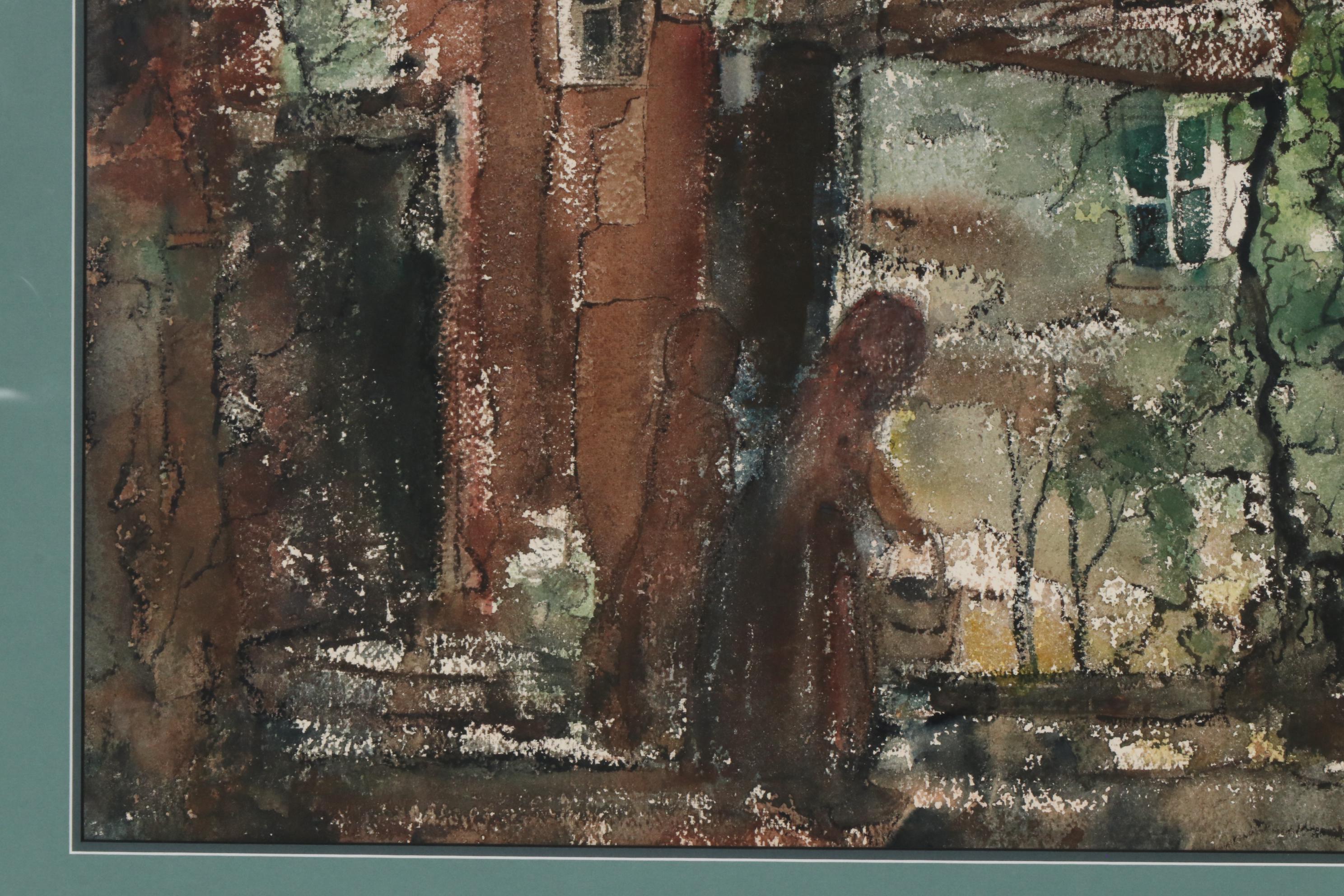 Hazel Paden Watercolor Painting "Nightfall", 1956