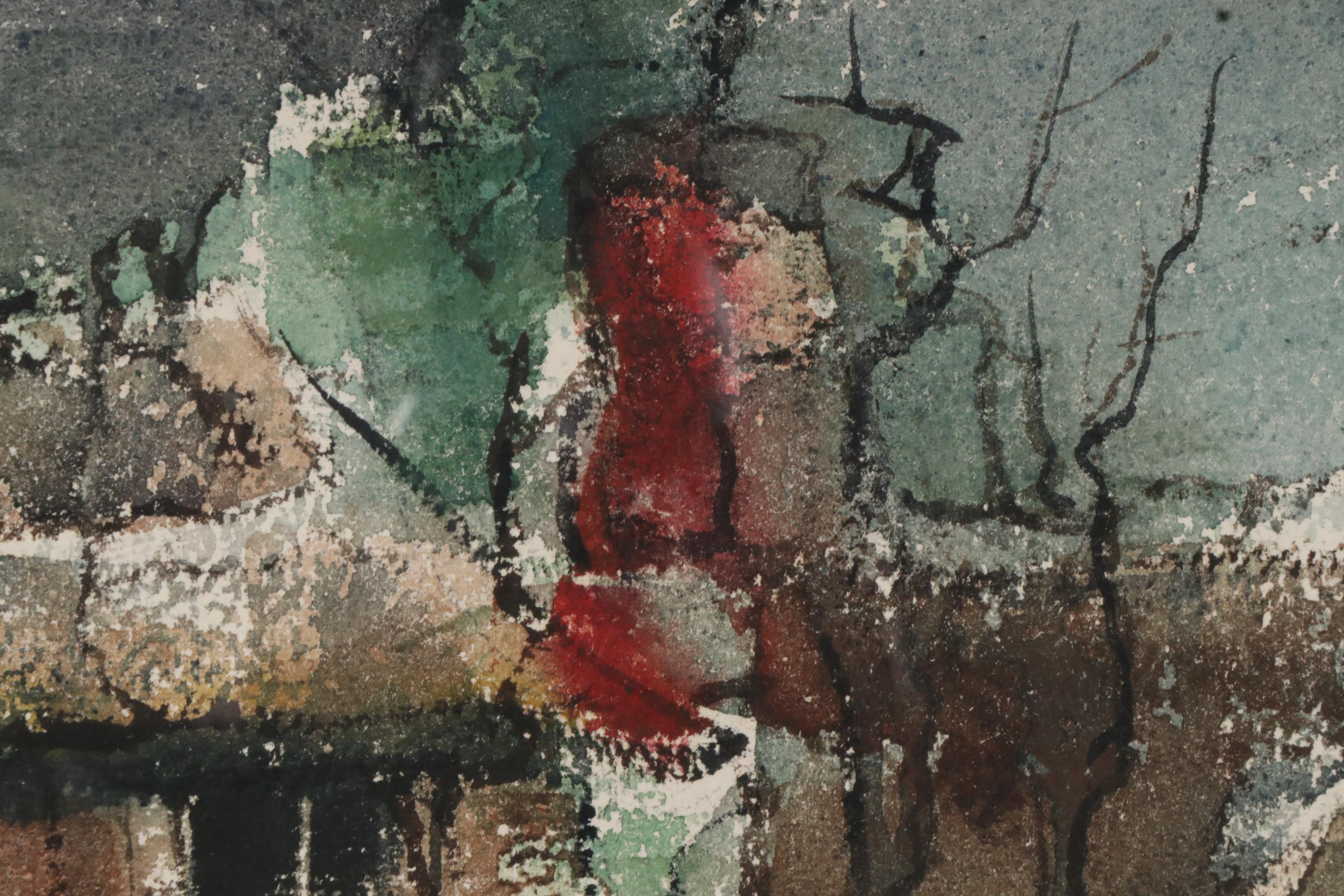 Hazel Paden Watercolor Painting "Nightfall", 1956