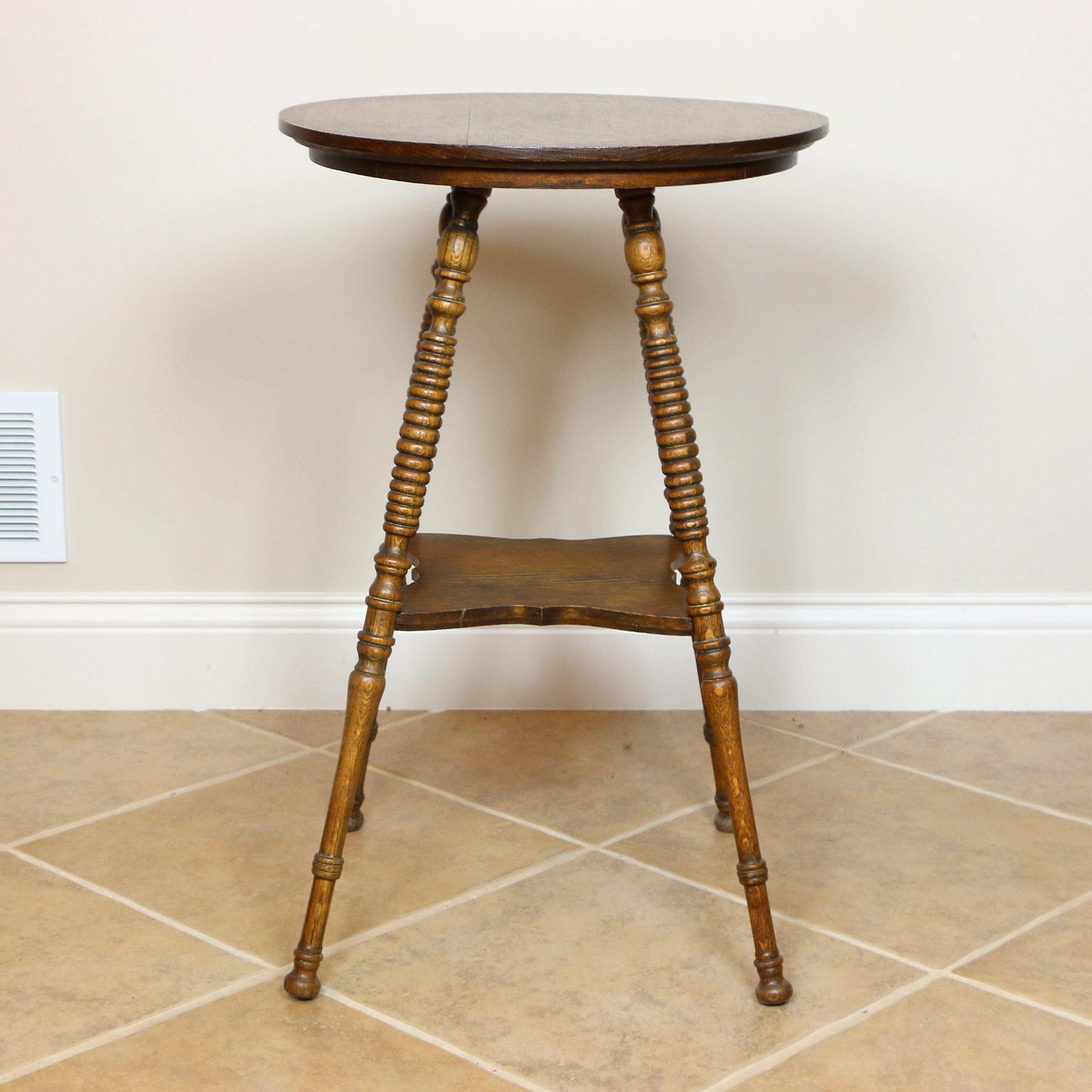 Victorian Oak Side Table with Spindle Legs