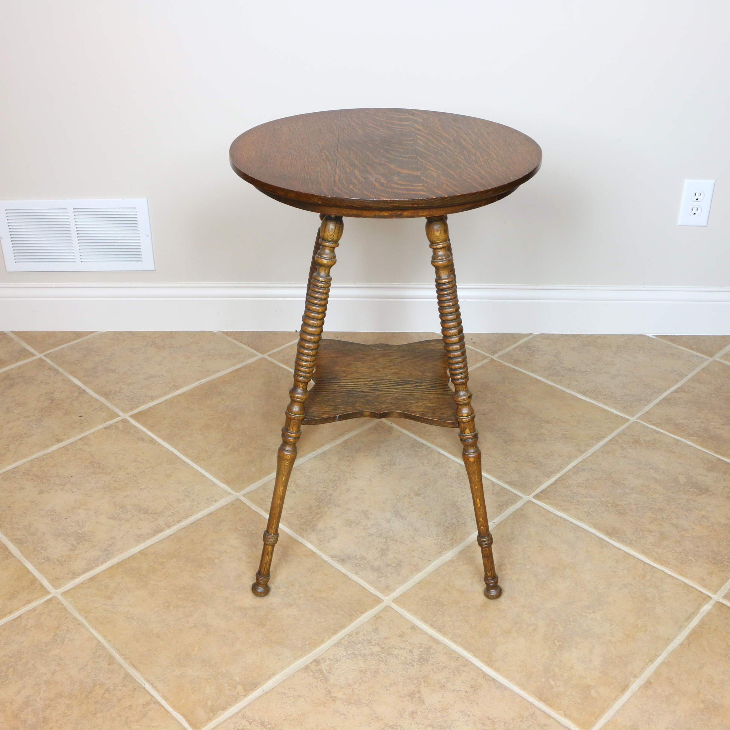 Victorian Oak Side Table with Spindle Legs
