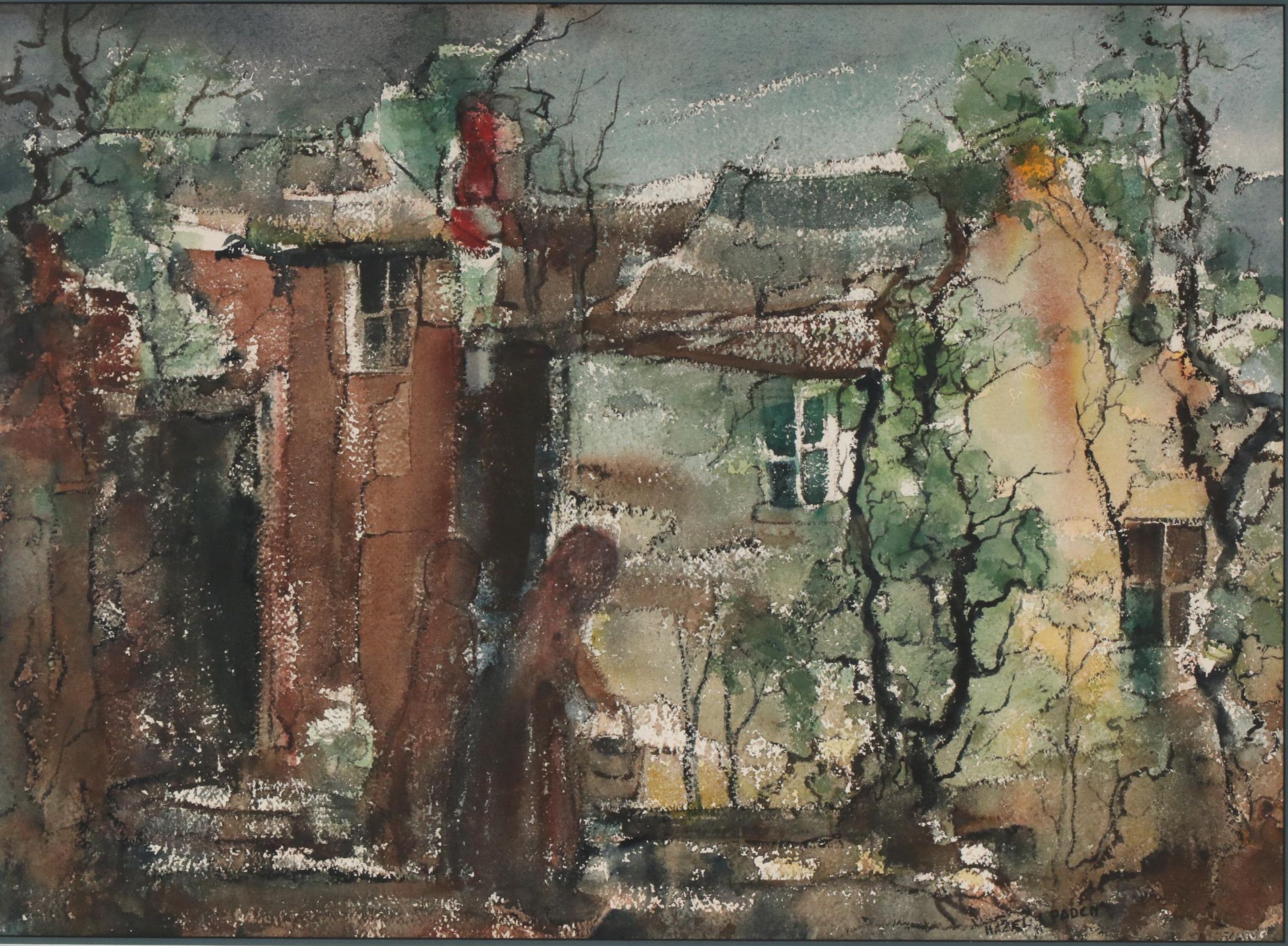 Hazel Paden Watercolor Painting "Nightfall", 1956