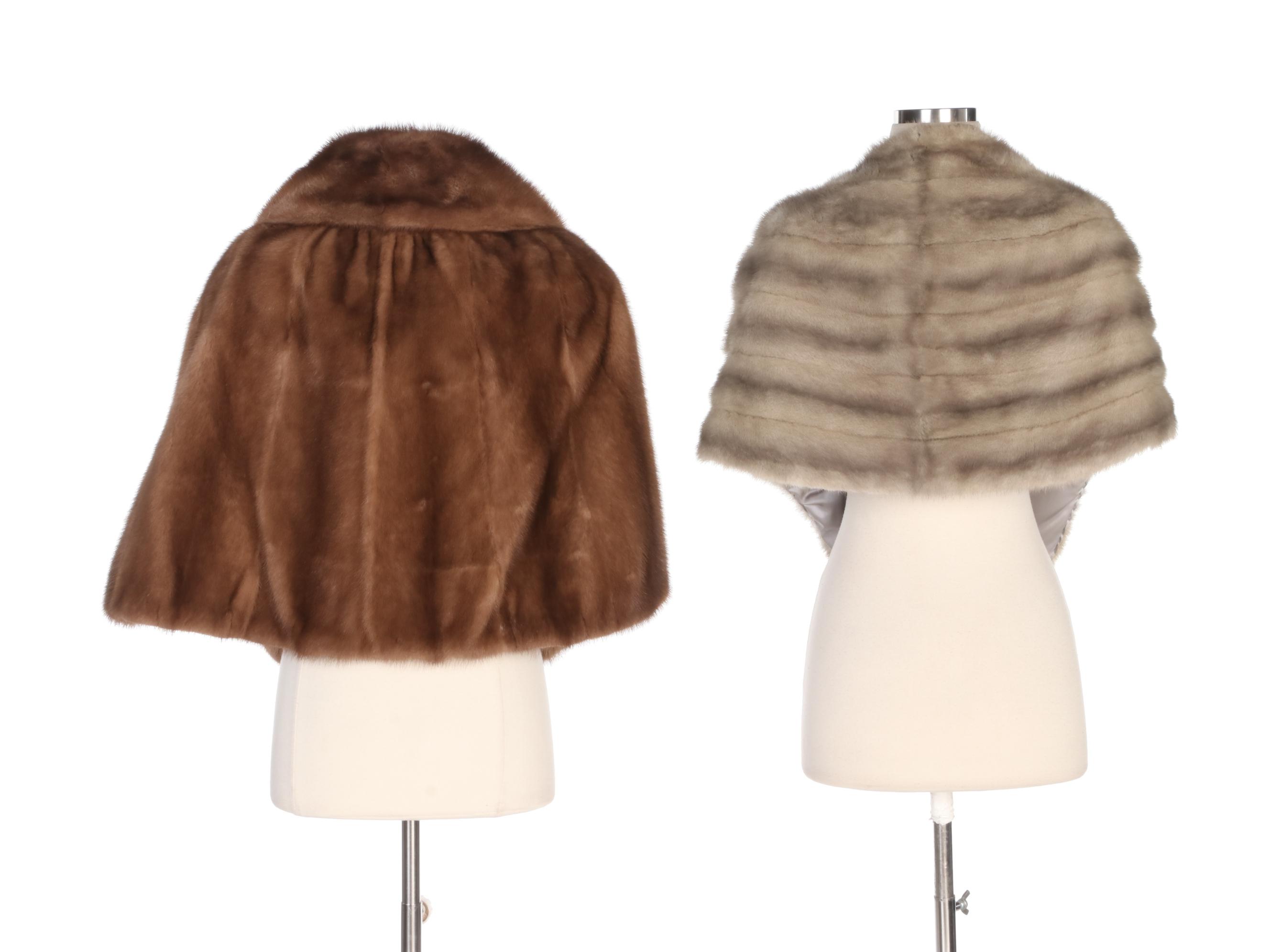 Gray Mink Fur Stole and Brown Mink Capelet from Brandenburg's and Billy Besen
