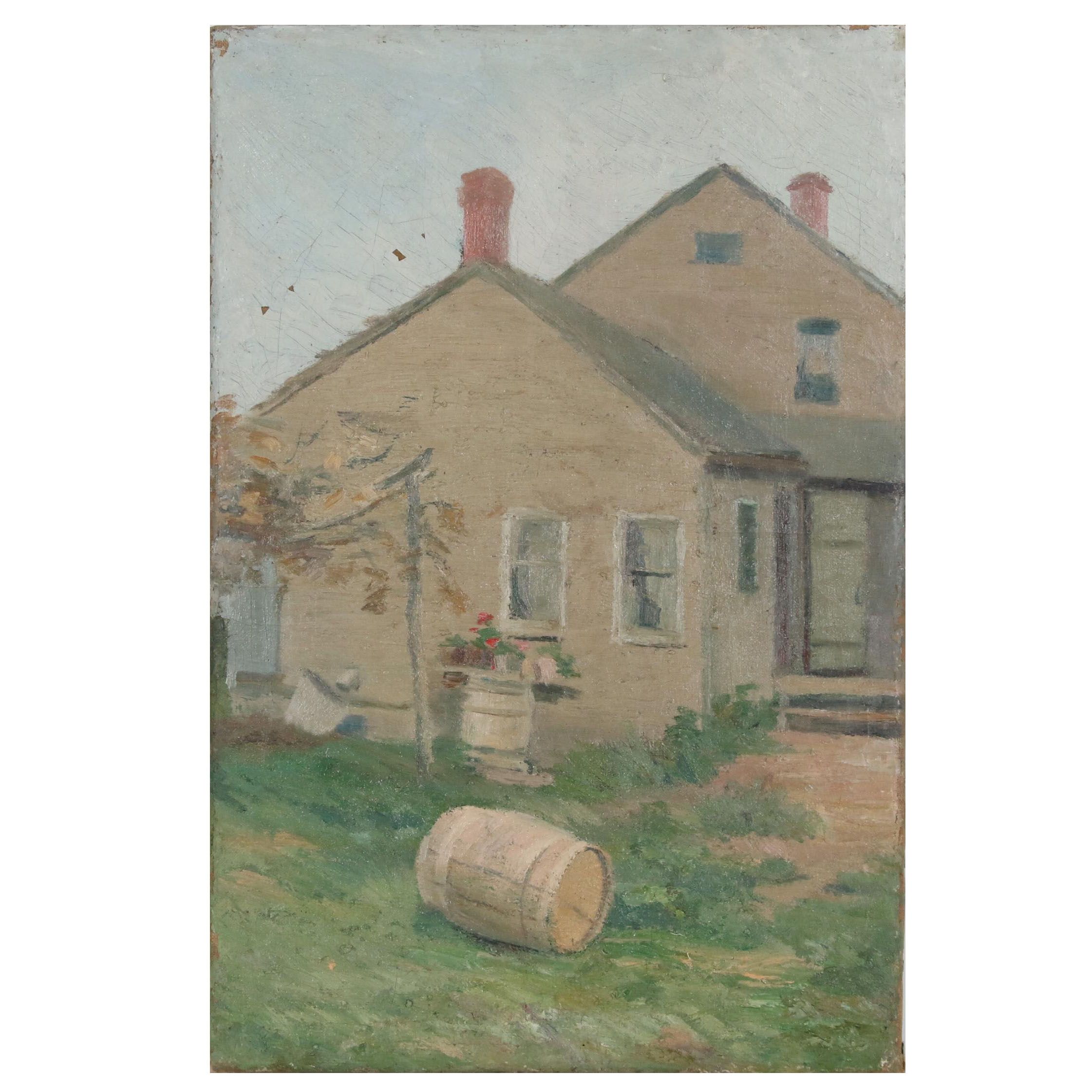 Oil Painting of a House, Early 20th Century