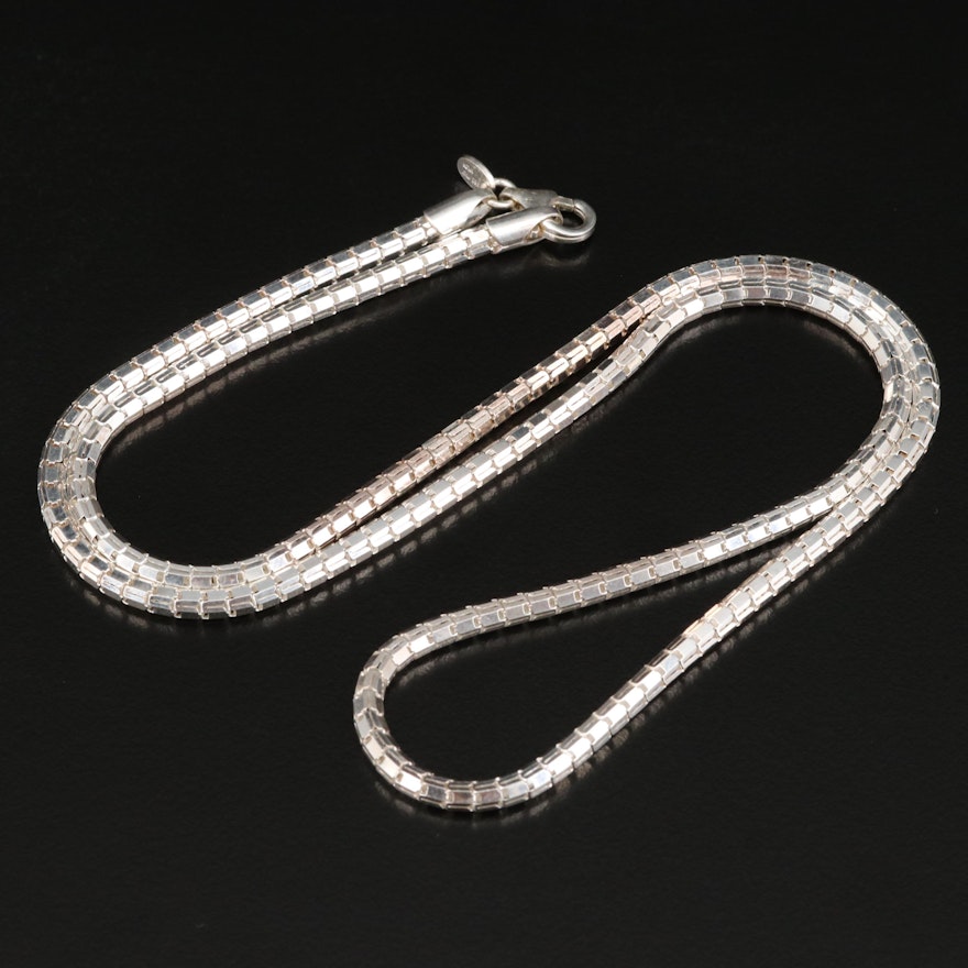 950 Silver Fancy Hexagon Link Necklace