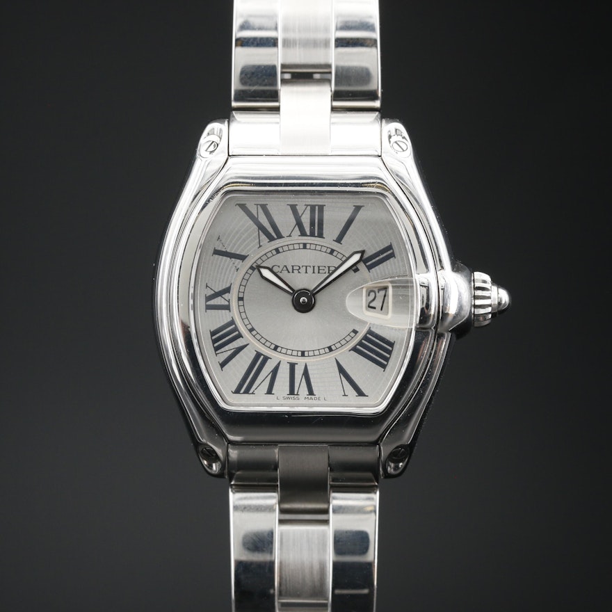 Cartier Roadster with Date Stainless Steel Quartz Wristwatch