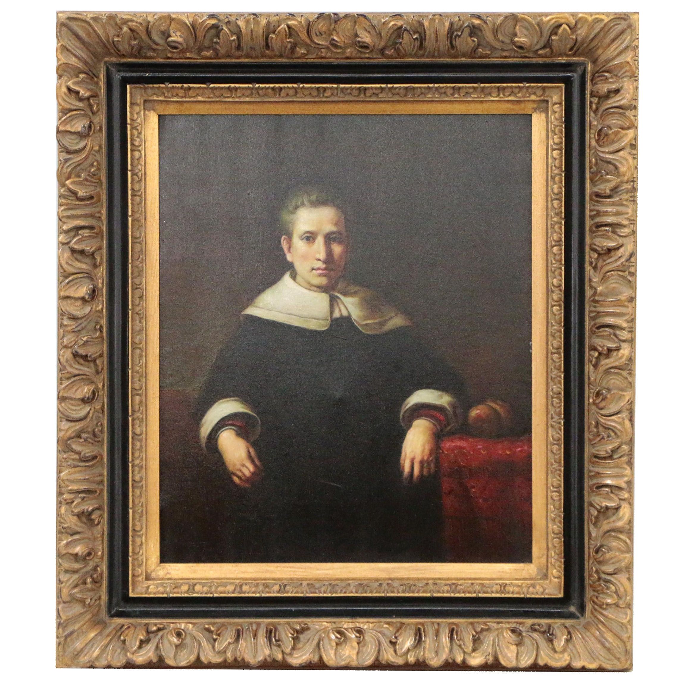 Oil Painting after a Portrait of Anne Bradstreet, 21st Century