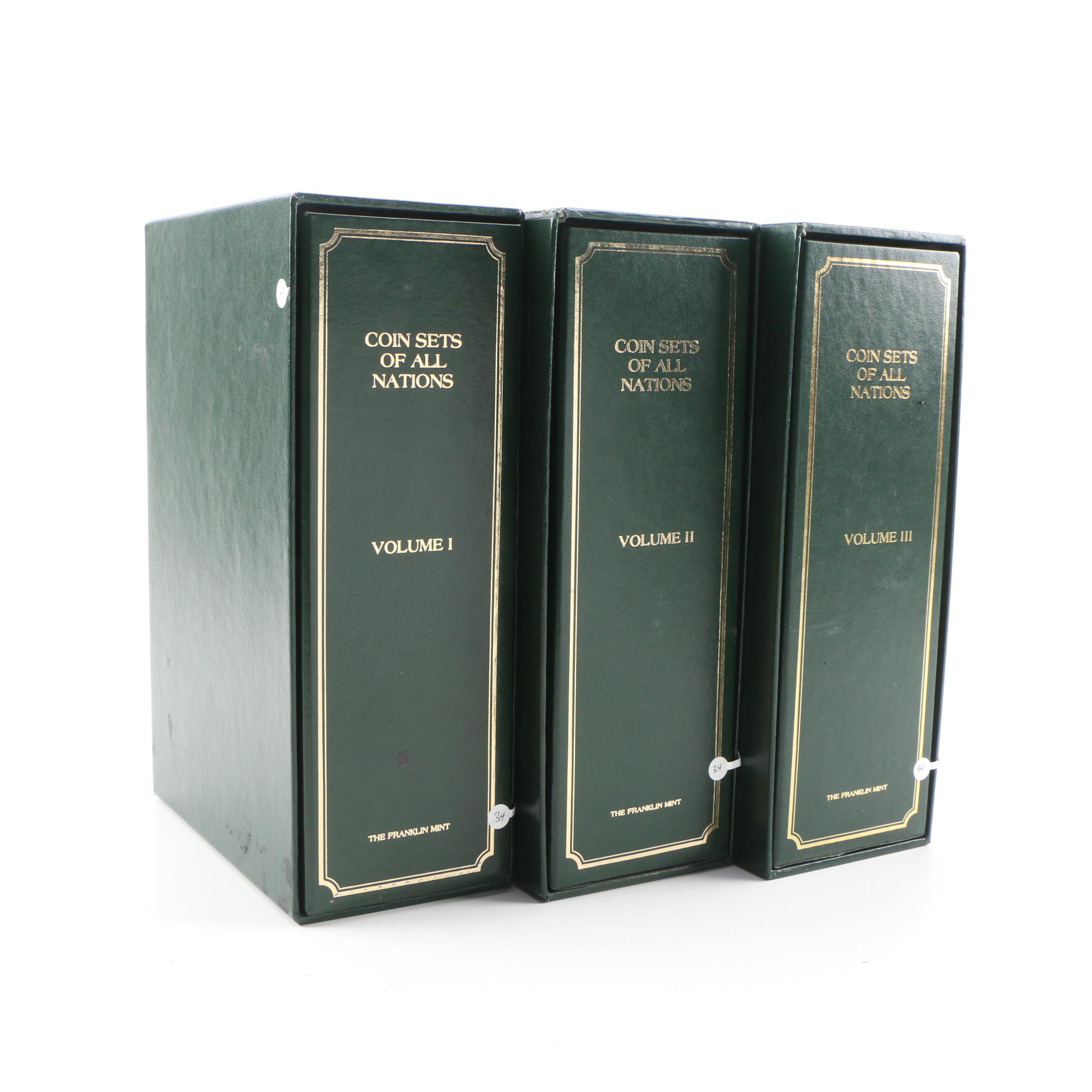 Franklin Mint "Coin Sets of All Nations" with Stamps Volumes 1–3