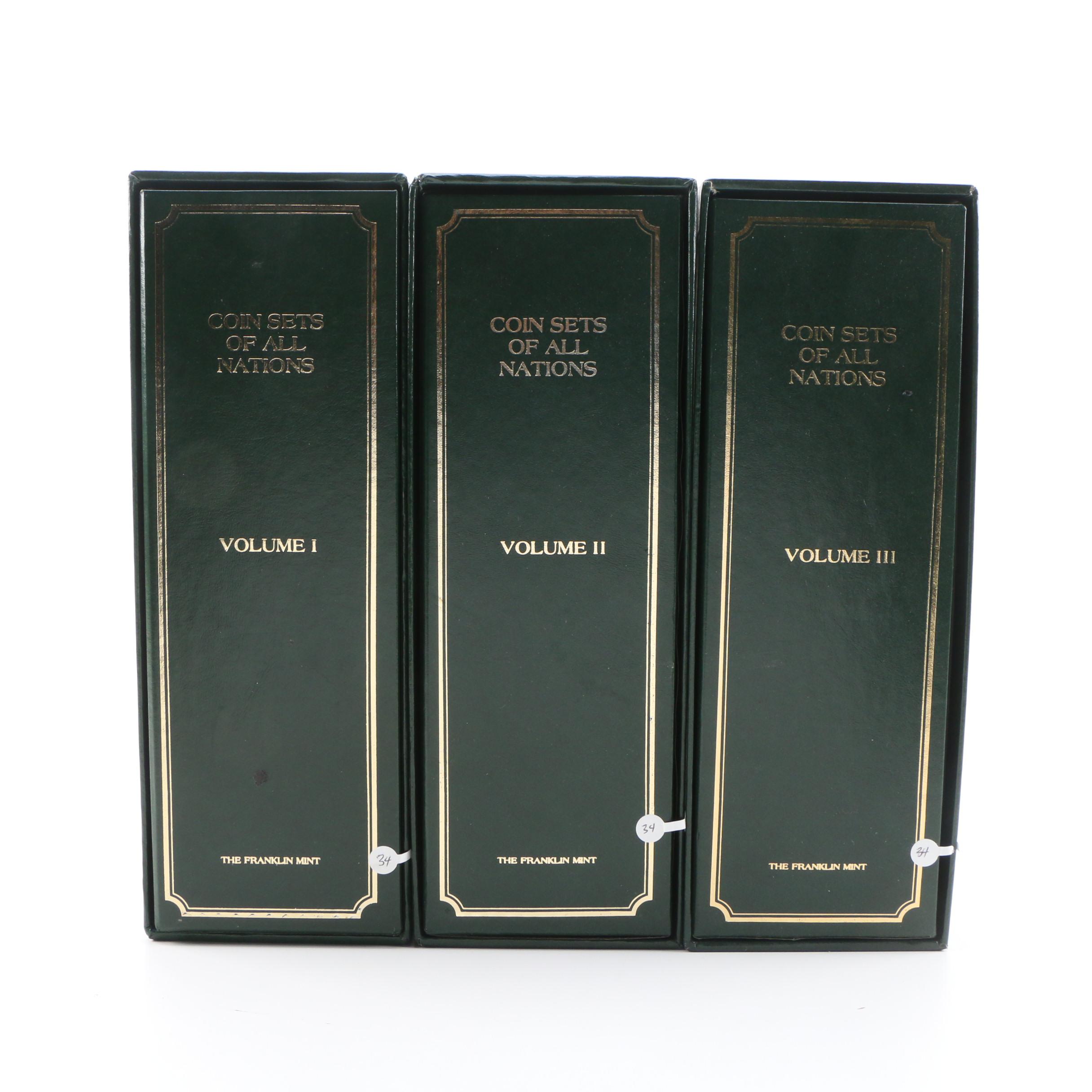 Franklin Mint "Coin Sets of All Nations" with Stamps Volumes 1–3