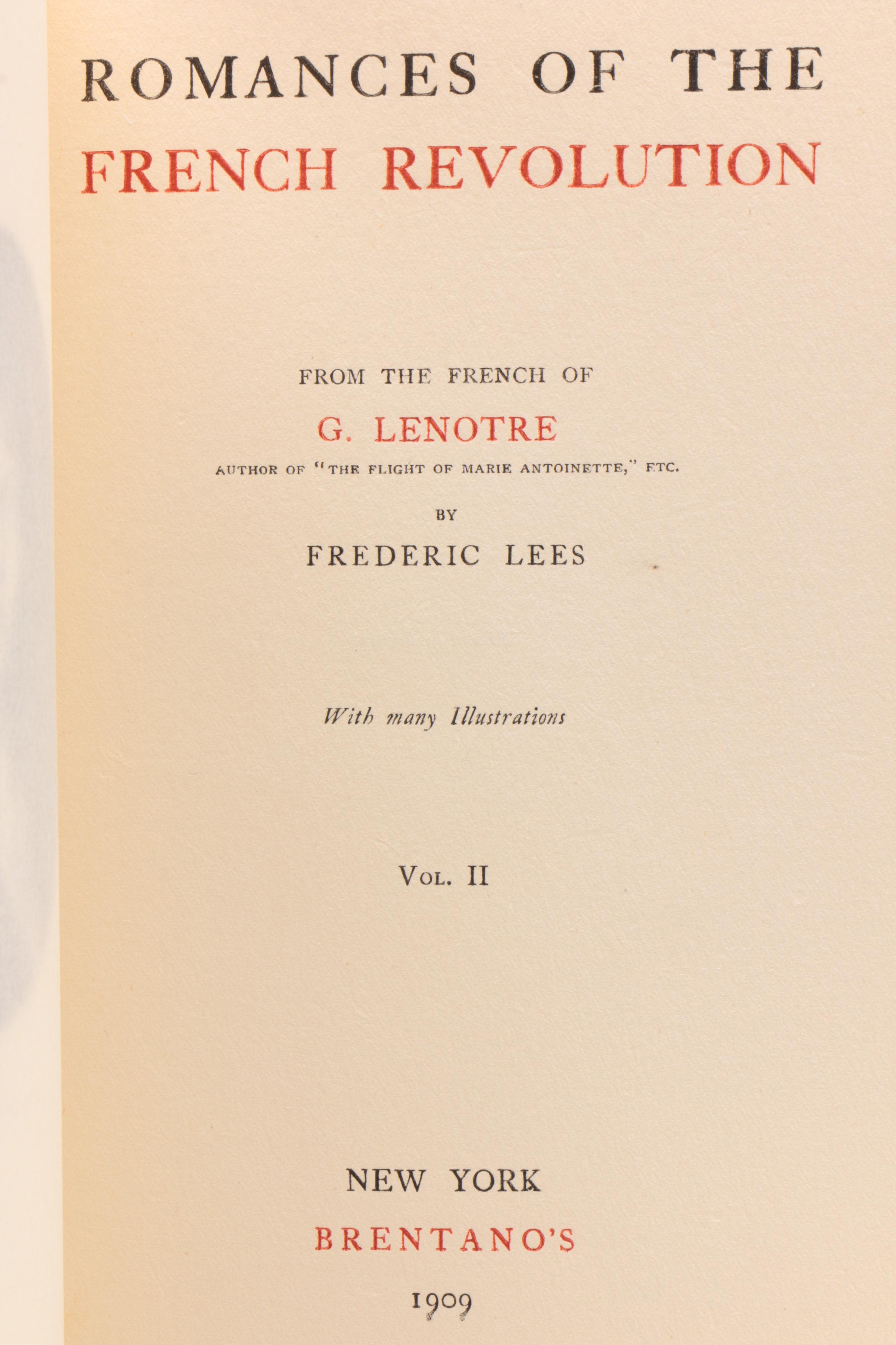 Illustrated "Romances of the French Revolution" by G. Lenotre, 1909