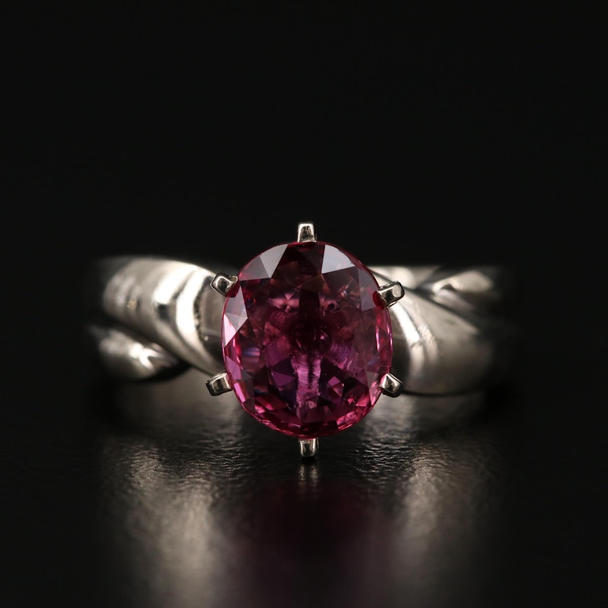 14K White Gold 1.38 CT Ruby Solitaire Ring