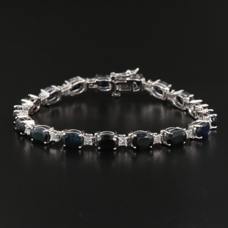 14K 18.23 CTW Sapphire and 1.40 CTW Diamond Line Bracelet