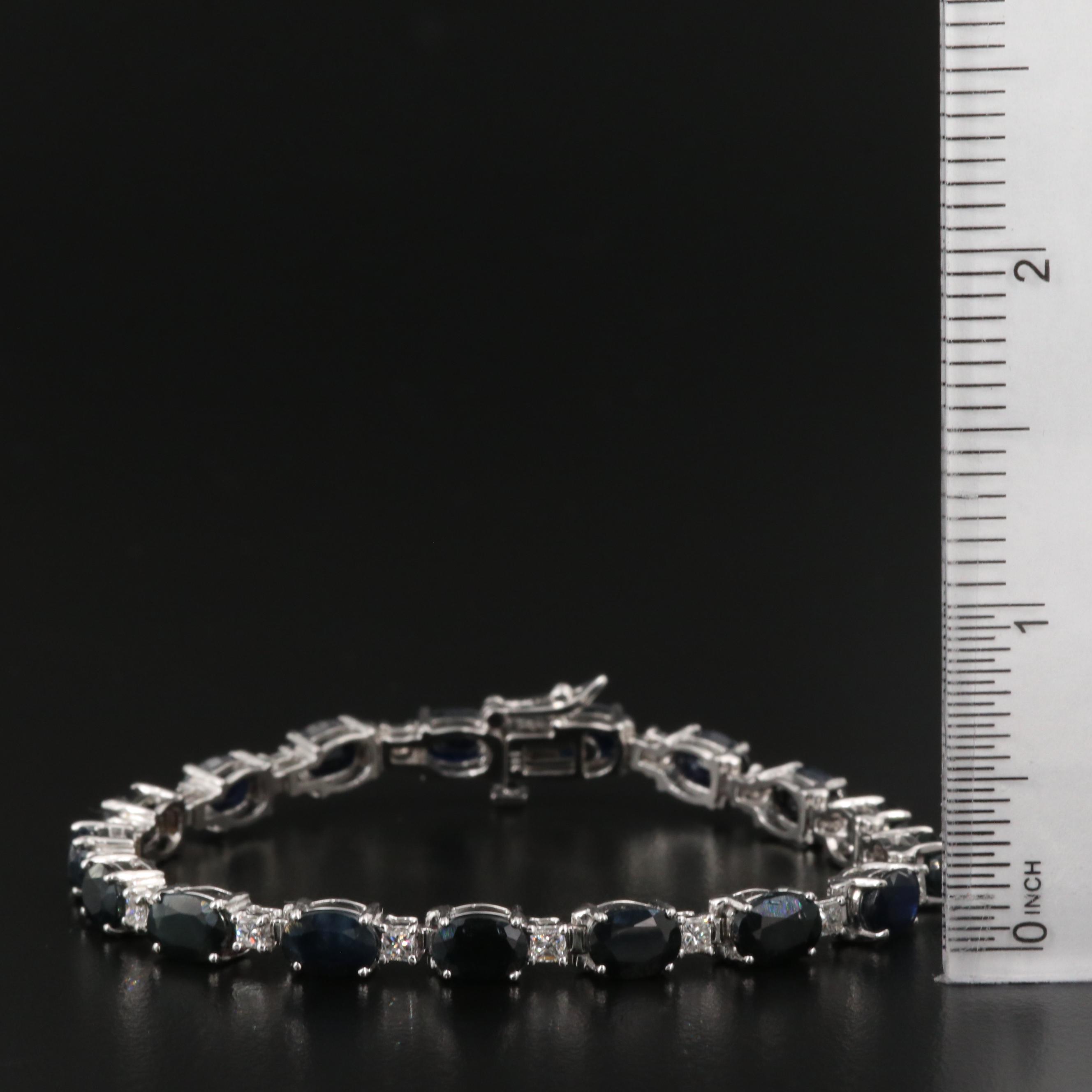 14K 18.23 CTW Sapphire and 1.40 CTW Diamond Line Bracelet