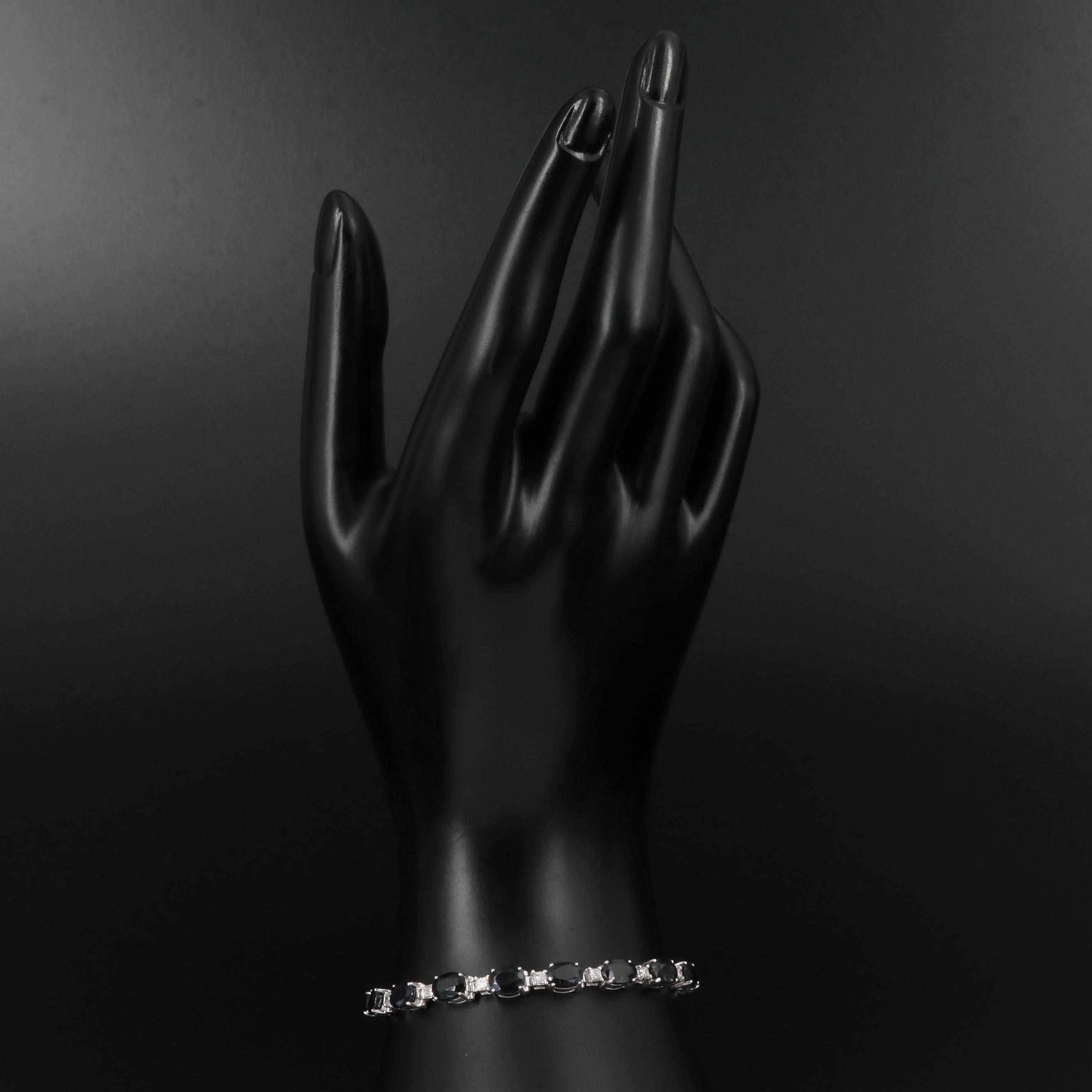 14K 18.23 CTW Sapphire and 1.40 CTW Diamond Line Bracelet