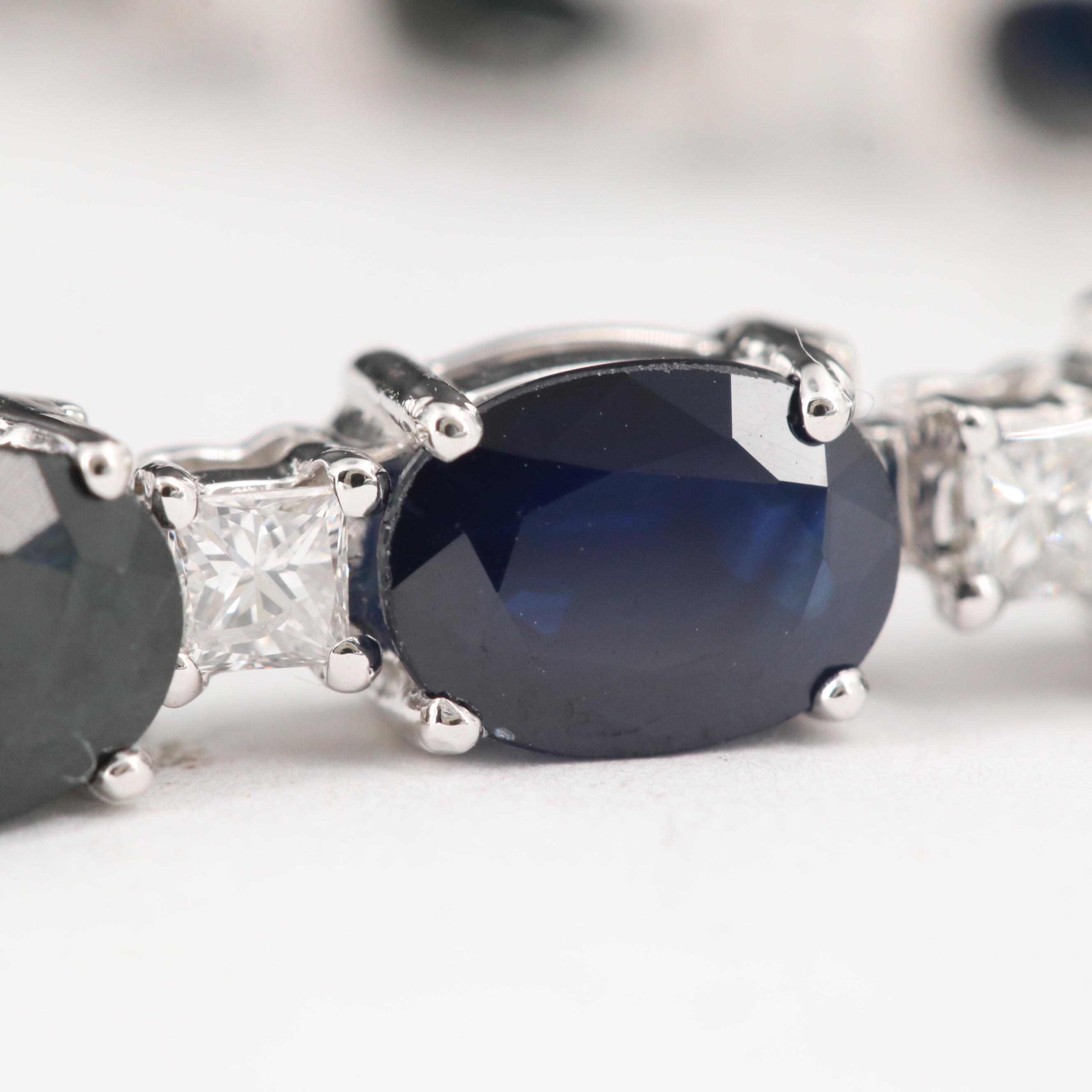 14K 18.23 CTW Sapphire and 1.40 CTW Diamond Line Bracelet