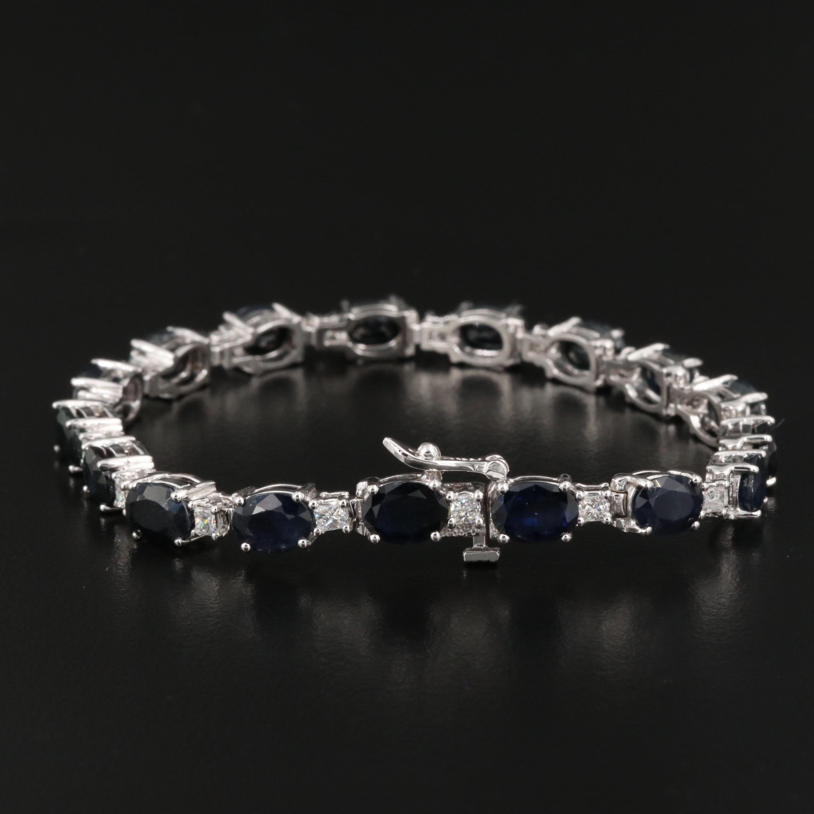 14K 18.23 CTW Sapphire and 1.40 CTW Diamond Line Bracelet