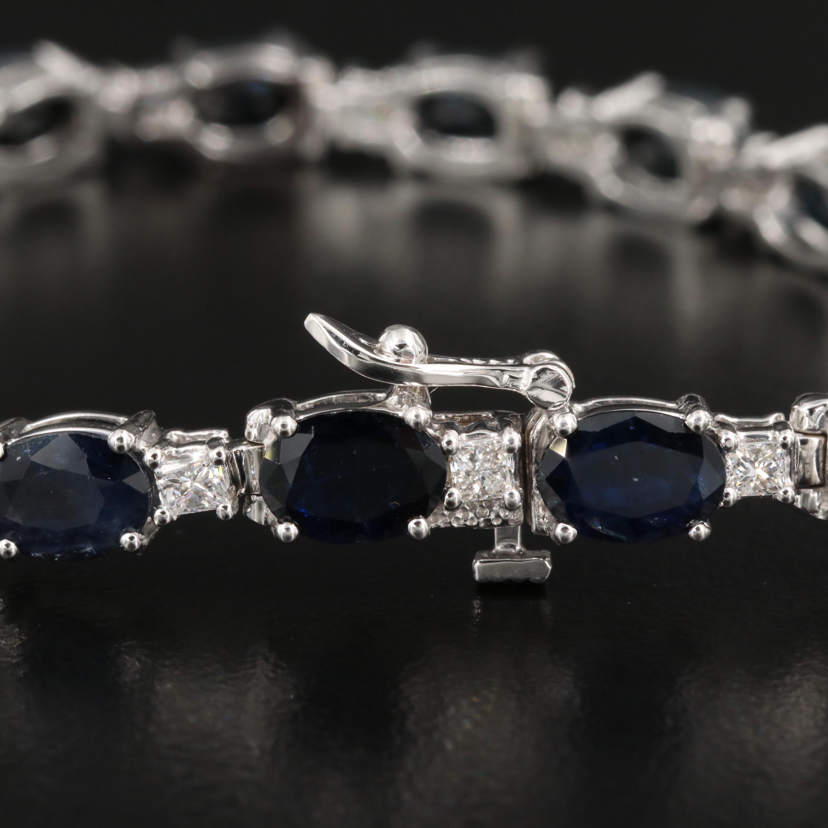 14K 18.23 CTW Sapphire and 1.40 CTW Diamond Line Bracelet