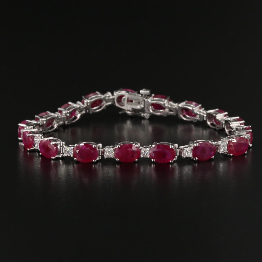 14K 14.59 CTW Ruby and 1.25 CTW Diamond Line Bracelet