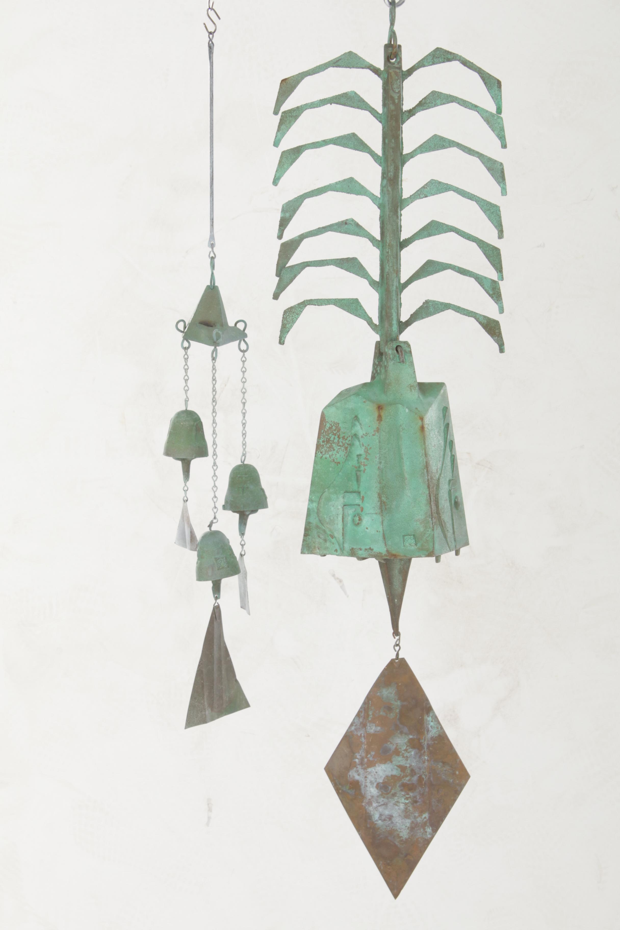 Paolo Soleri "Cosanti" and "Arcosanti" Verdigris Bronze Wind Chimes