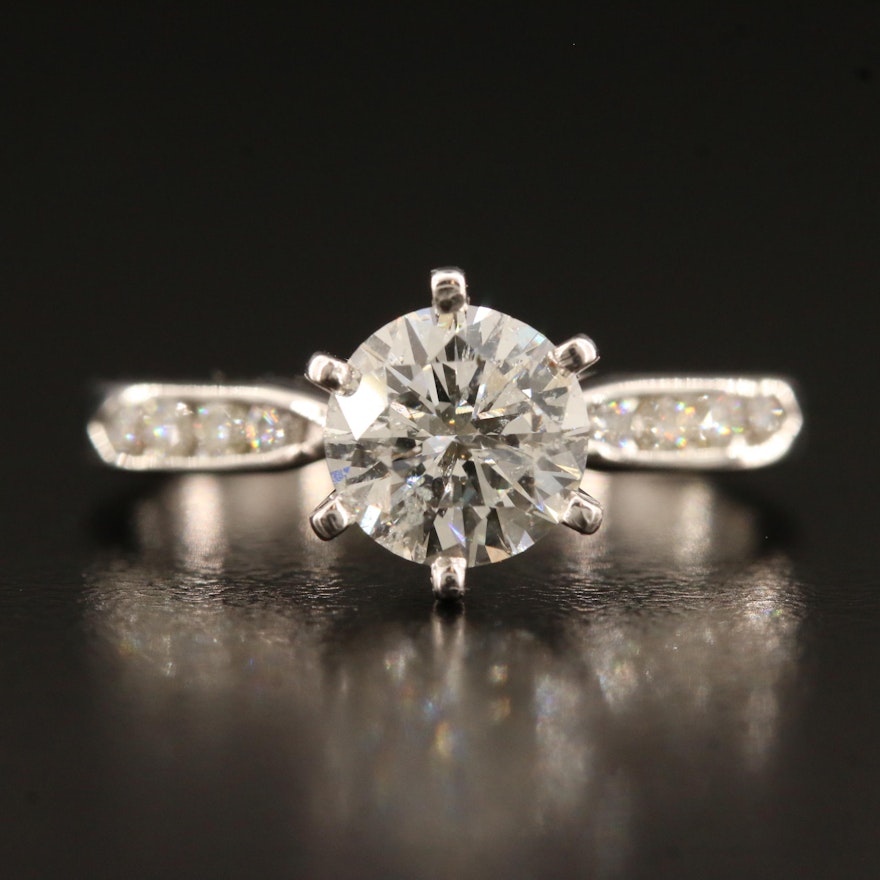 14K 1.44 CTW Diamond Ring with 1.22 CT Center