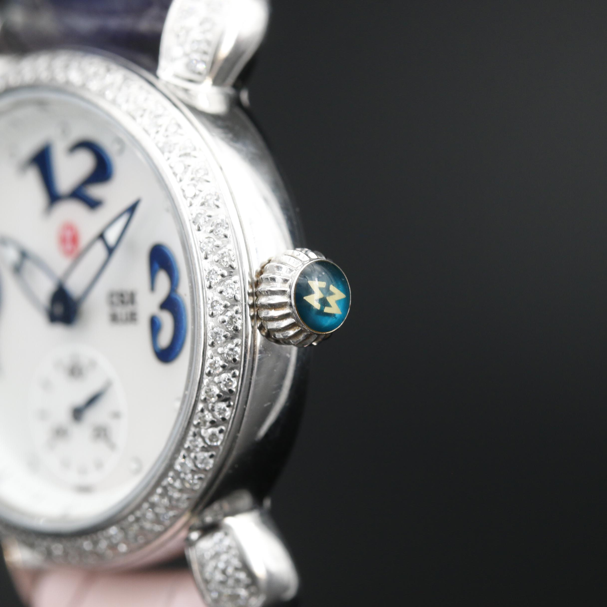 Michele "CSX Blue" Diamonds and Stainless Steel Watch