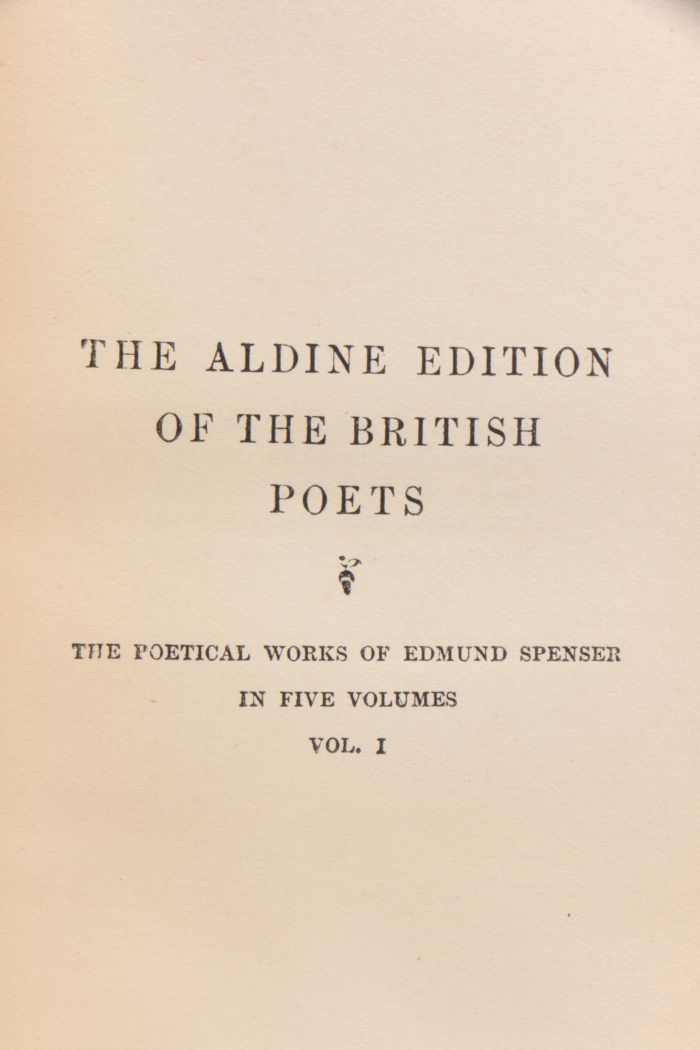 "The Poetical Works of Edmund Spenser" Aldine Edition Complete Set, 1905