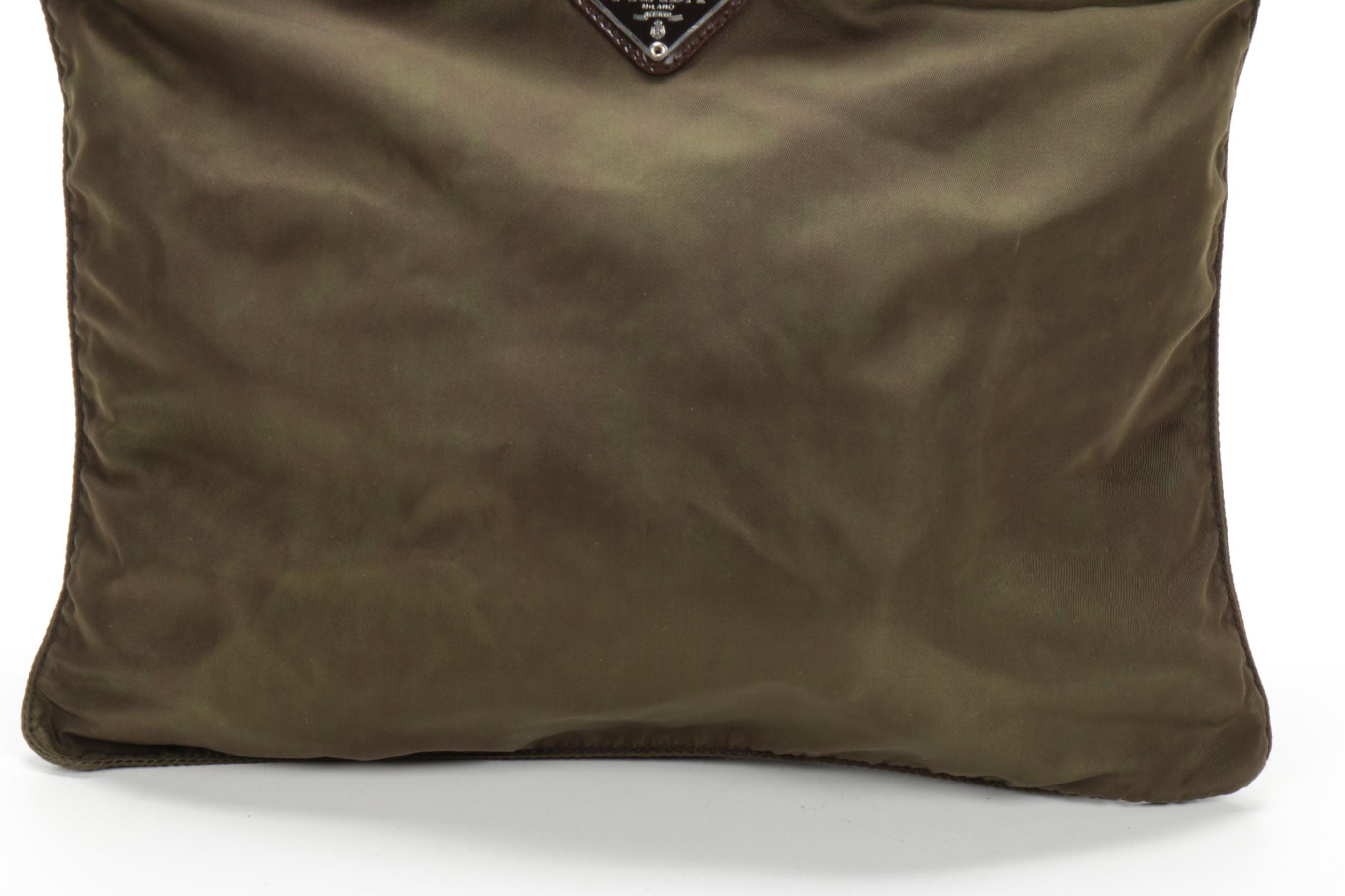 Prada Olive Tessuto Nylon Crossbody Bag with Nylon Strap