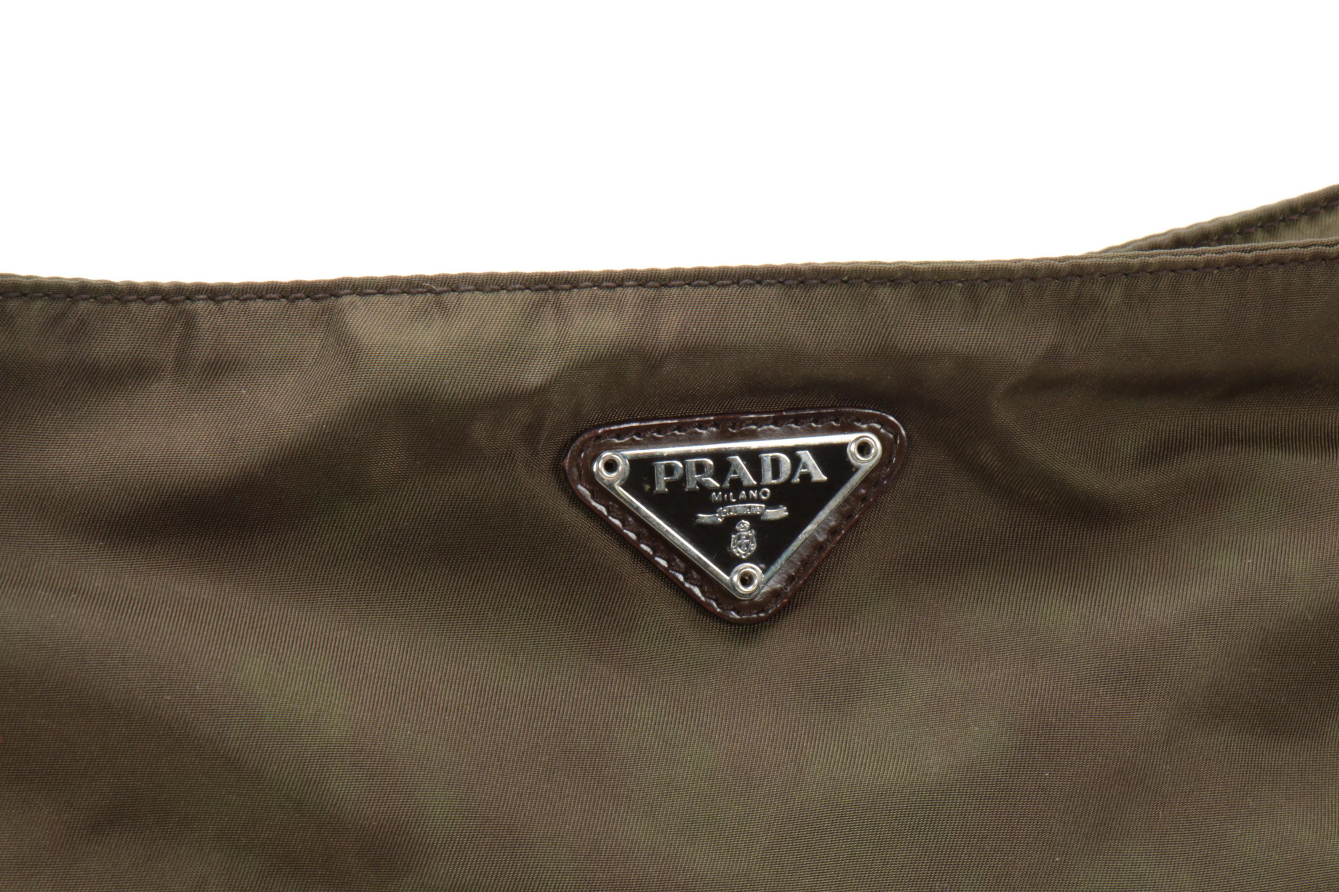Prada Olive Tessuto Nylon Crossbody Bag with Nylon Strap