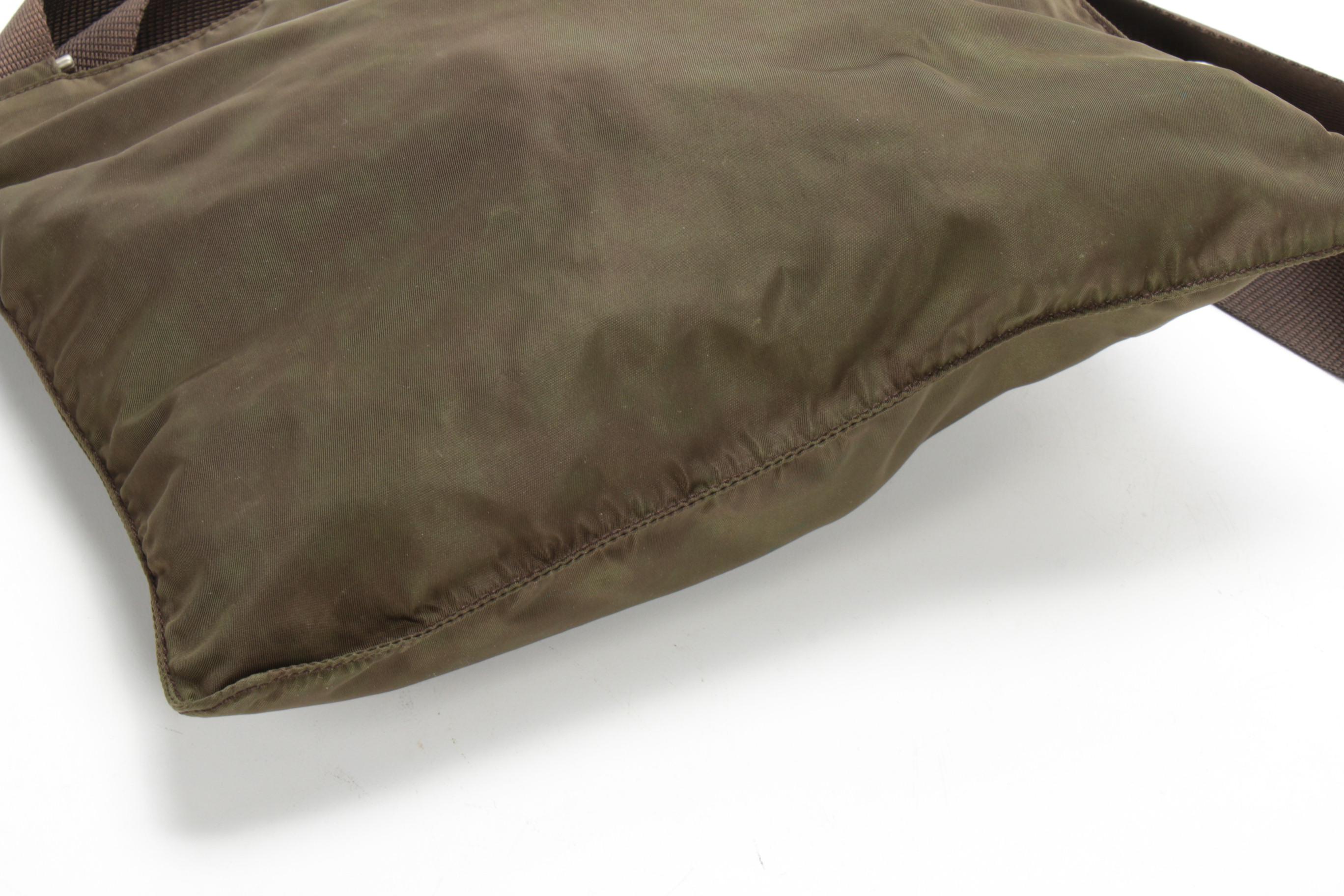 Prada Olive Tessuto Nylon Crossbody Bag with Nylon Strap