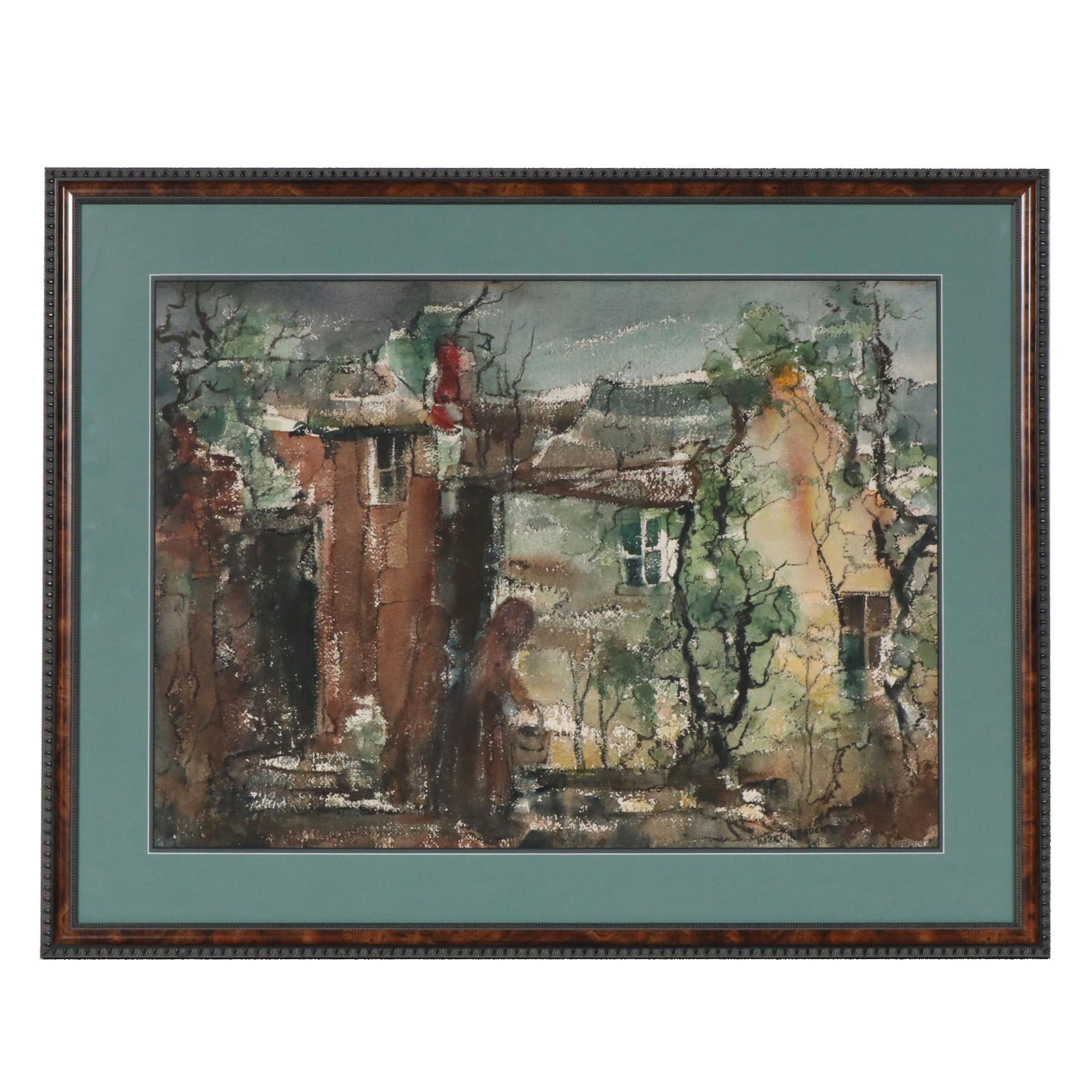 Hazel Paden Watercolor Painting "Nightfall", 1956