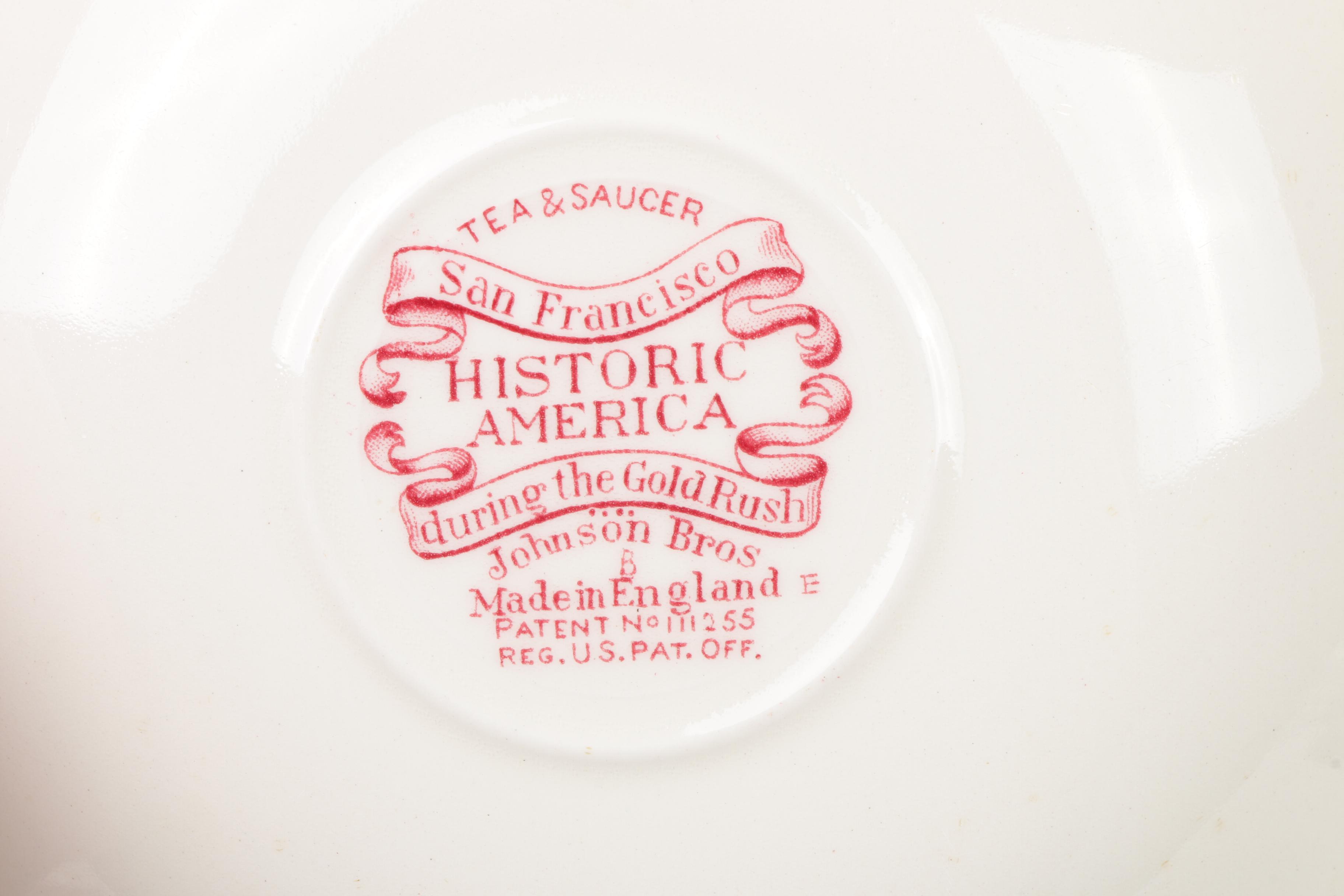 Johnson Bros "Historic America" Pink Transferware Dinnerware, Mid-20th Century