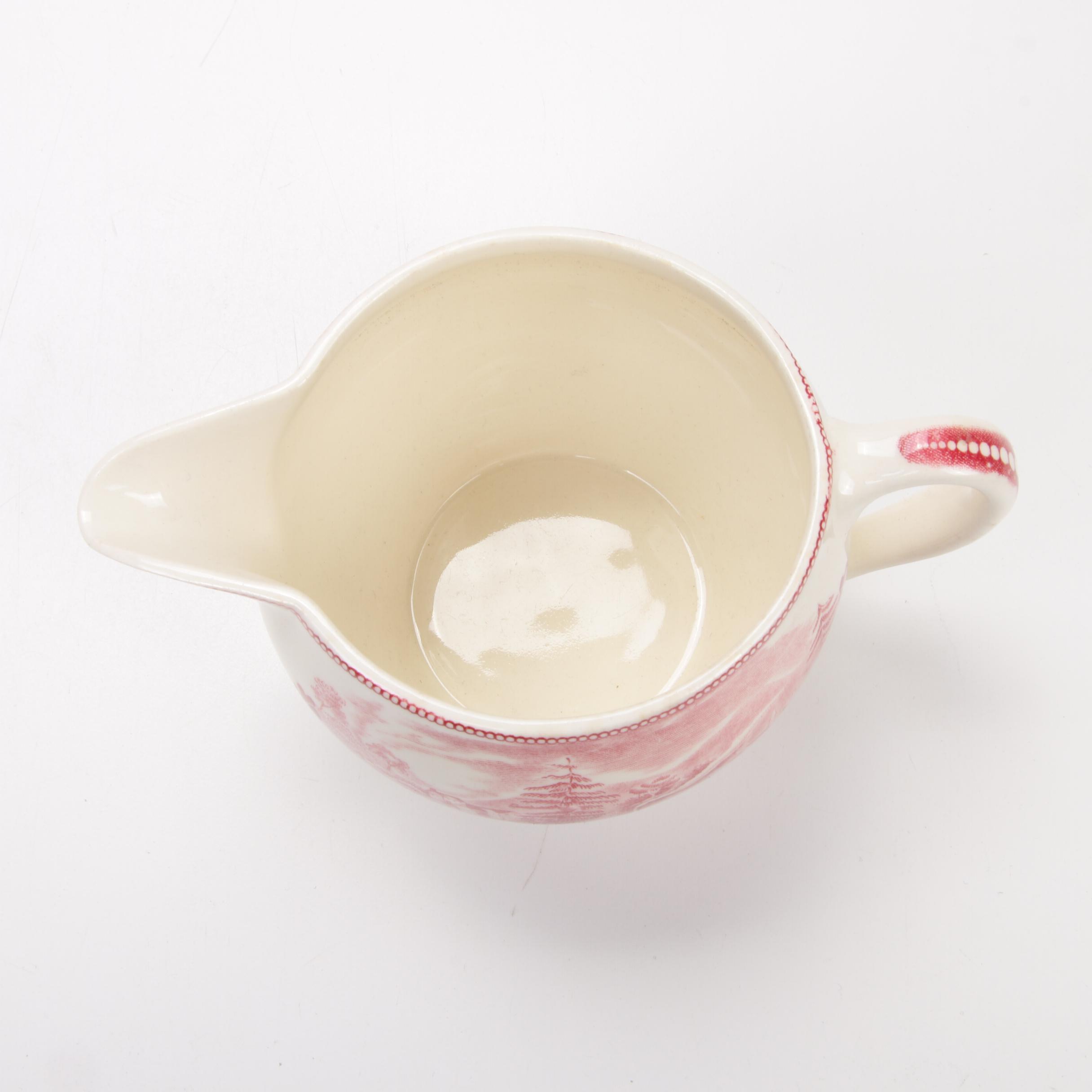 Johnson Bros "Historic America" Pink Transferware Dinnerware, Mid-20th Century