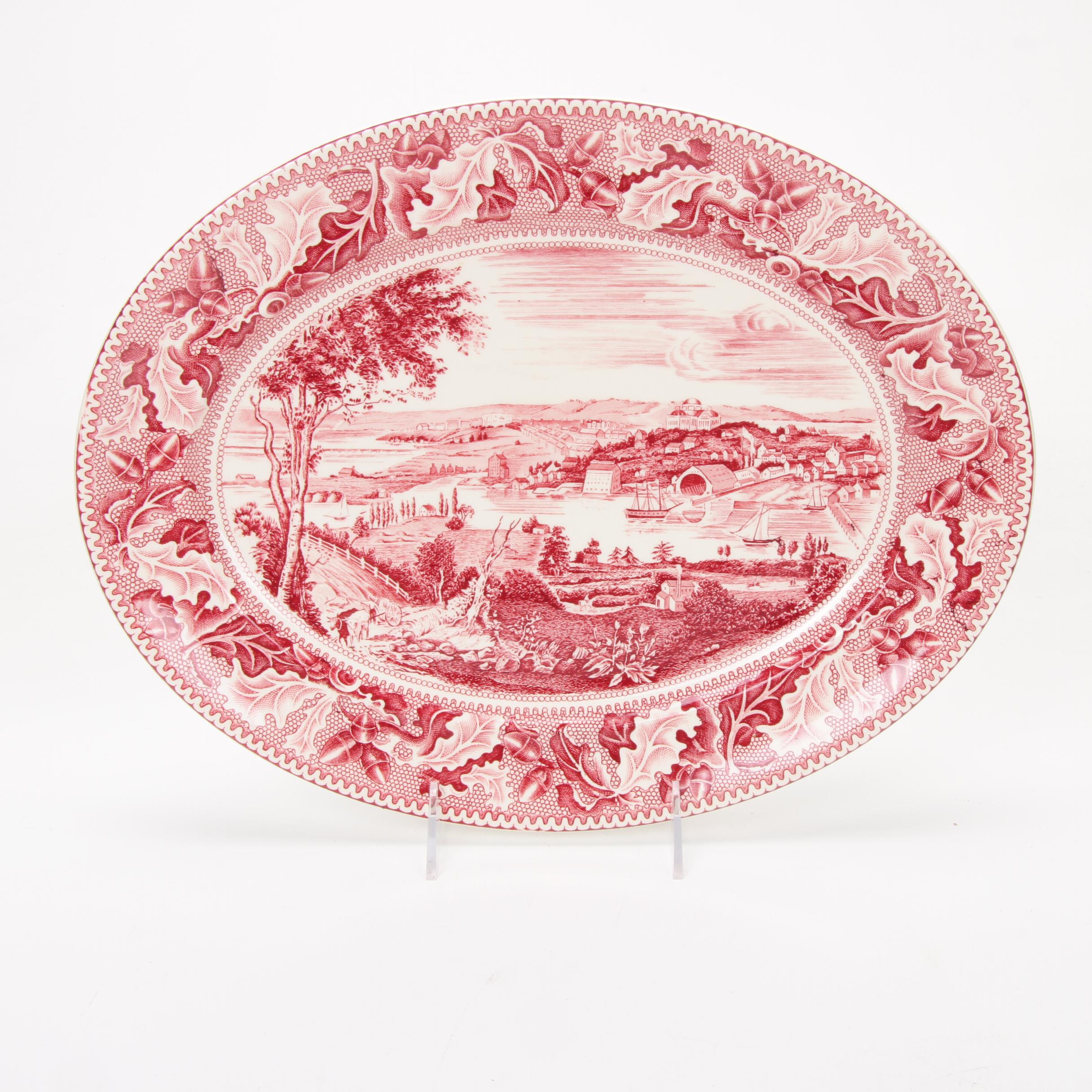 Johnson Bros "Historic America" Pink Transferware Dinnerware, Mid-20th Century