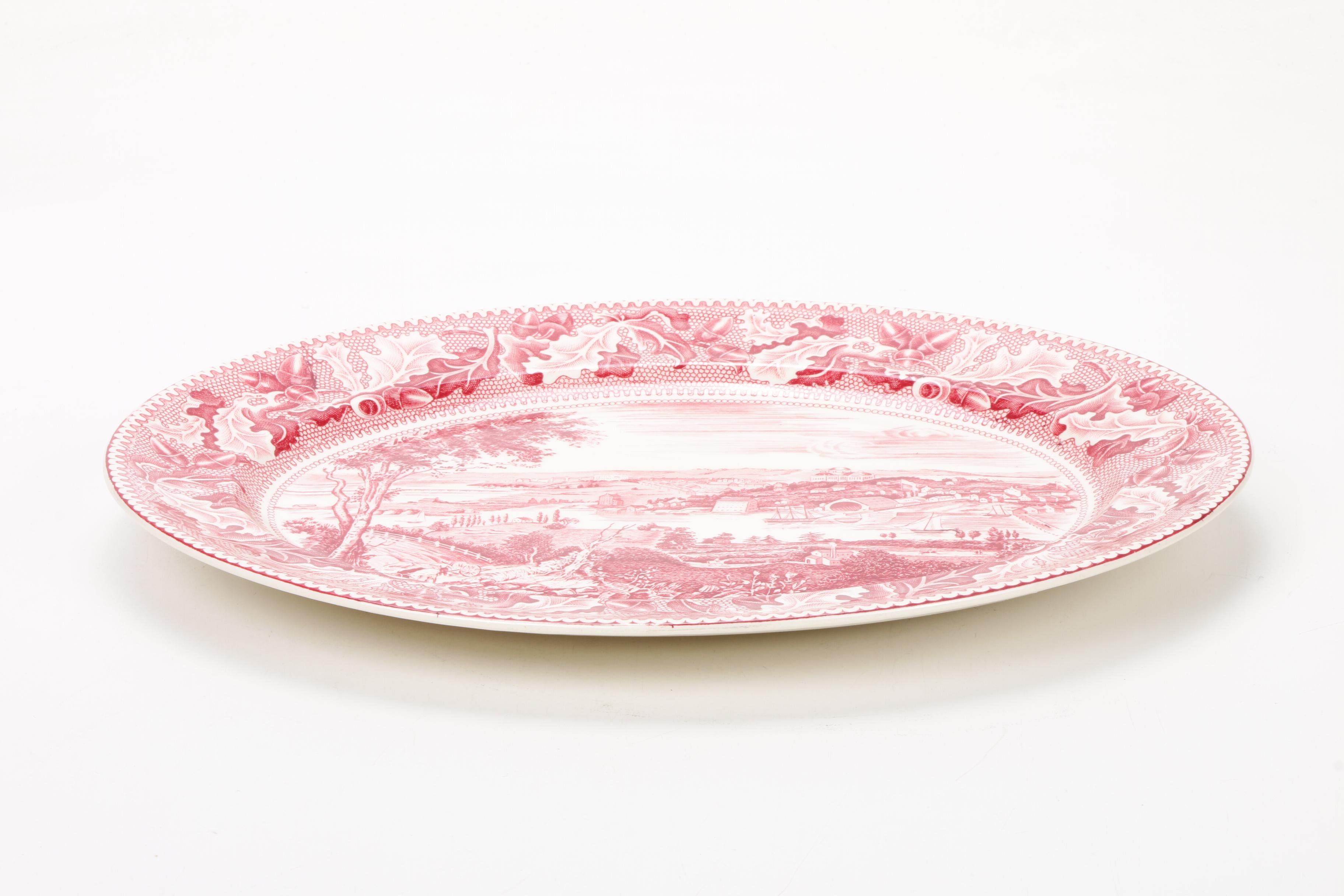 Johnson Bros "Historic America" Pink Transferware Dinnerware, Mid-20th Century