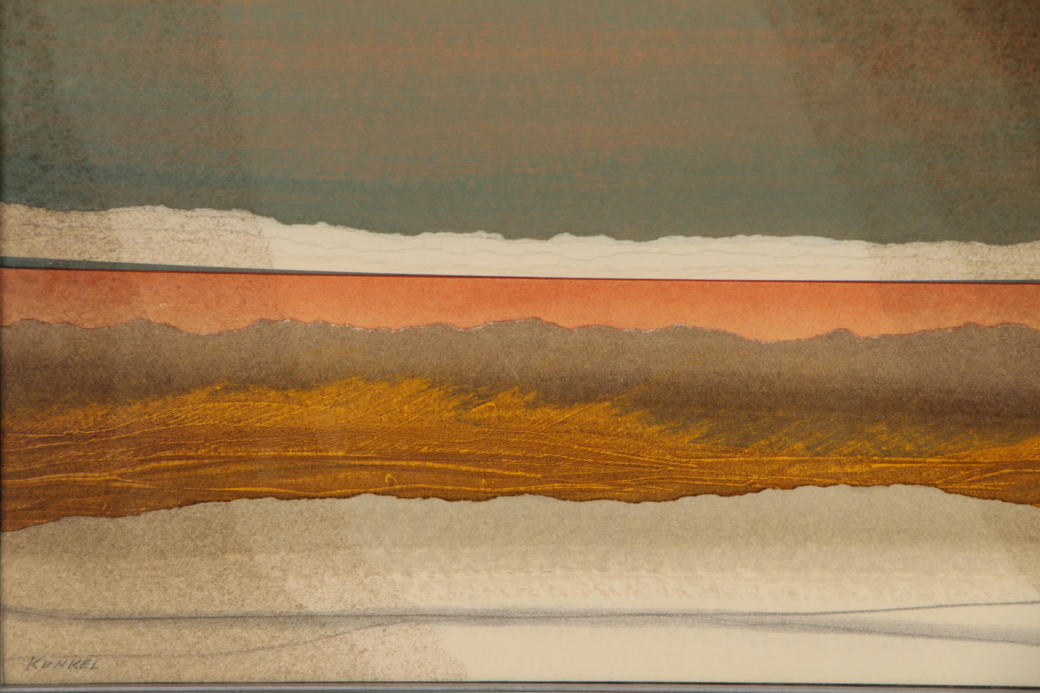 George Kunkel Abstract Acrylic Collage "Sunlit Field", 1982