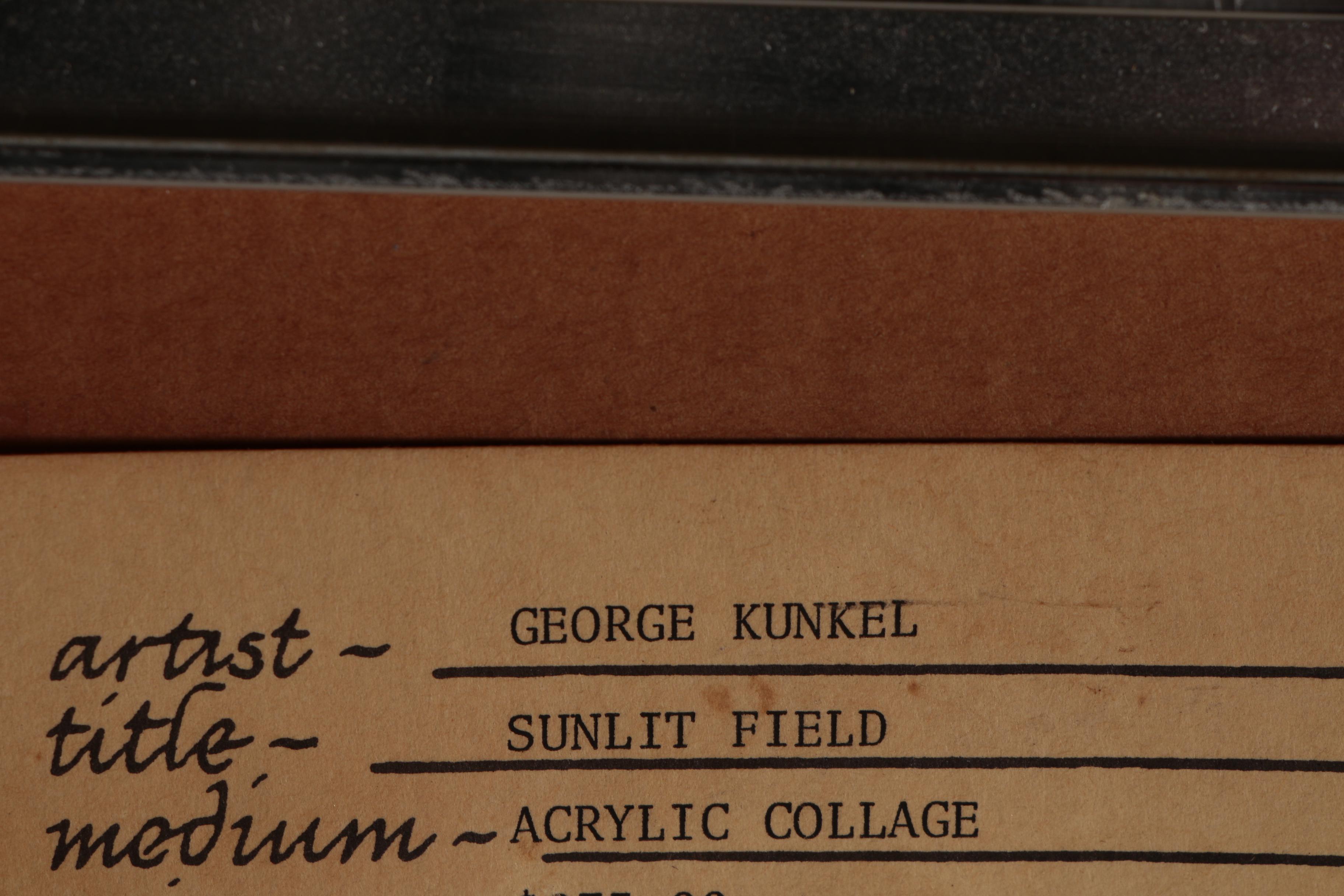 George Kunkel Abstract Acrylic Collage "Sunlit Field", 1982
