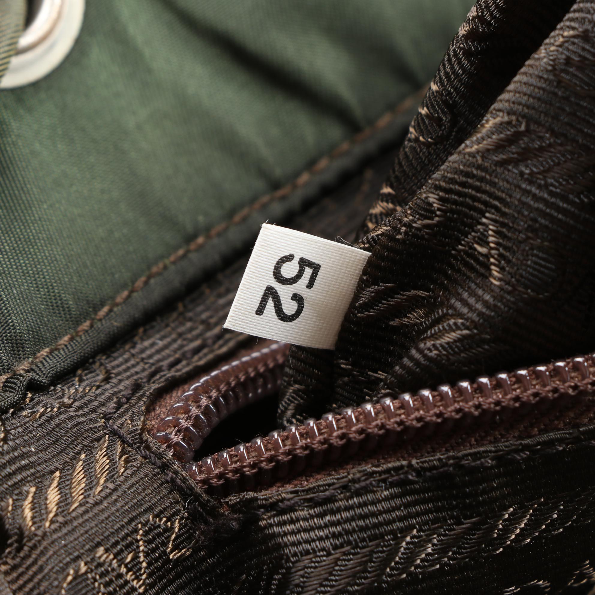 Prada Green Nylon and Brown Leather Backpack Purse