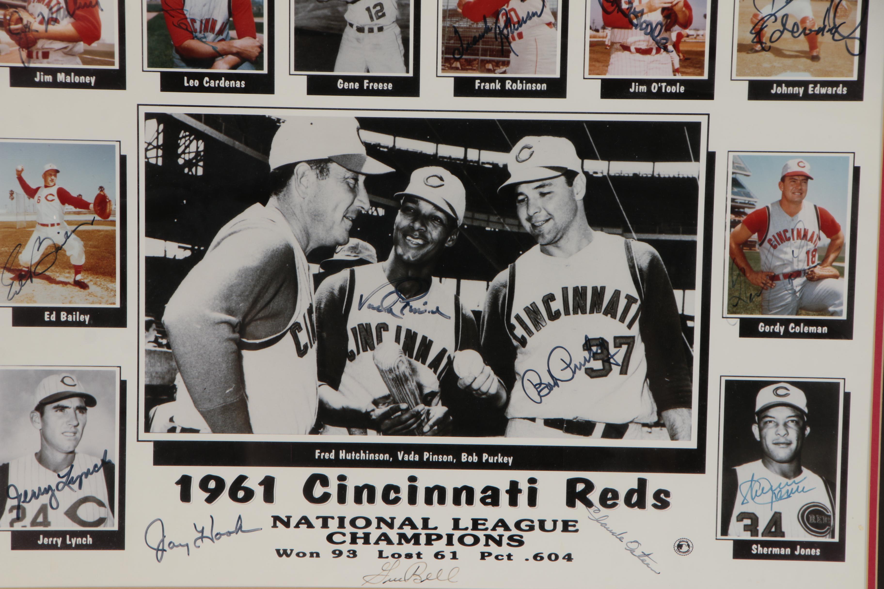 1961 Cincinnati Reds Players Signed Framed Photo Print