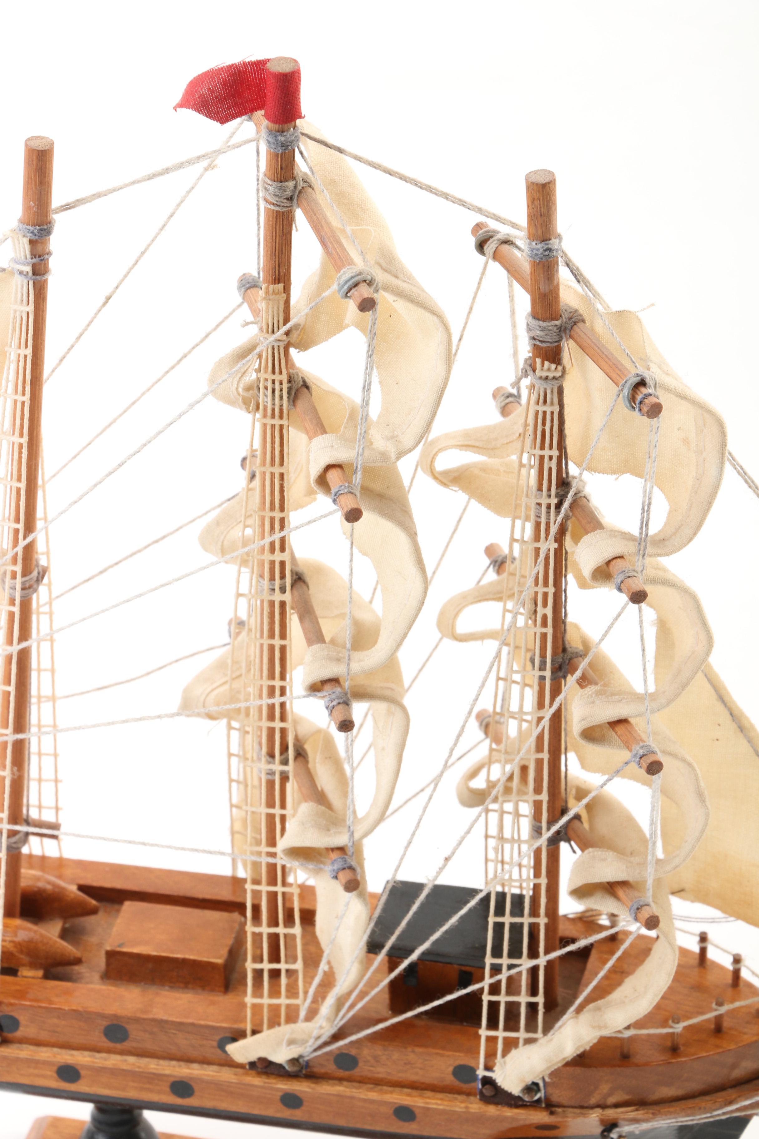 Wooden Barque Model Sail Ship