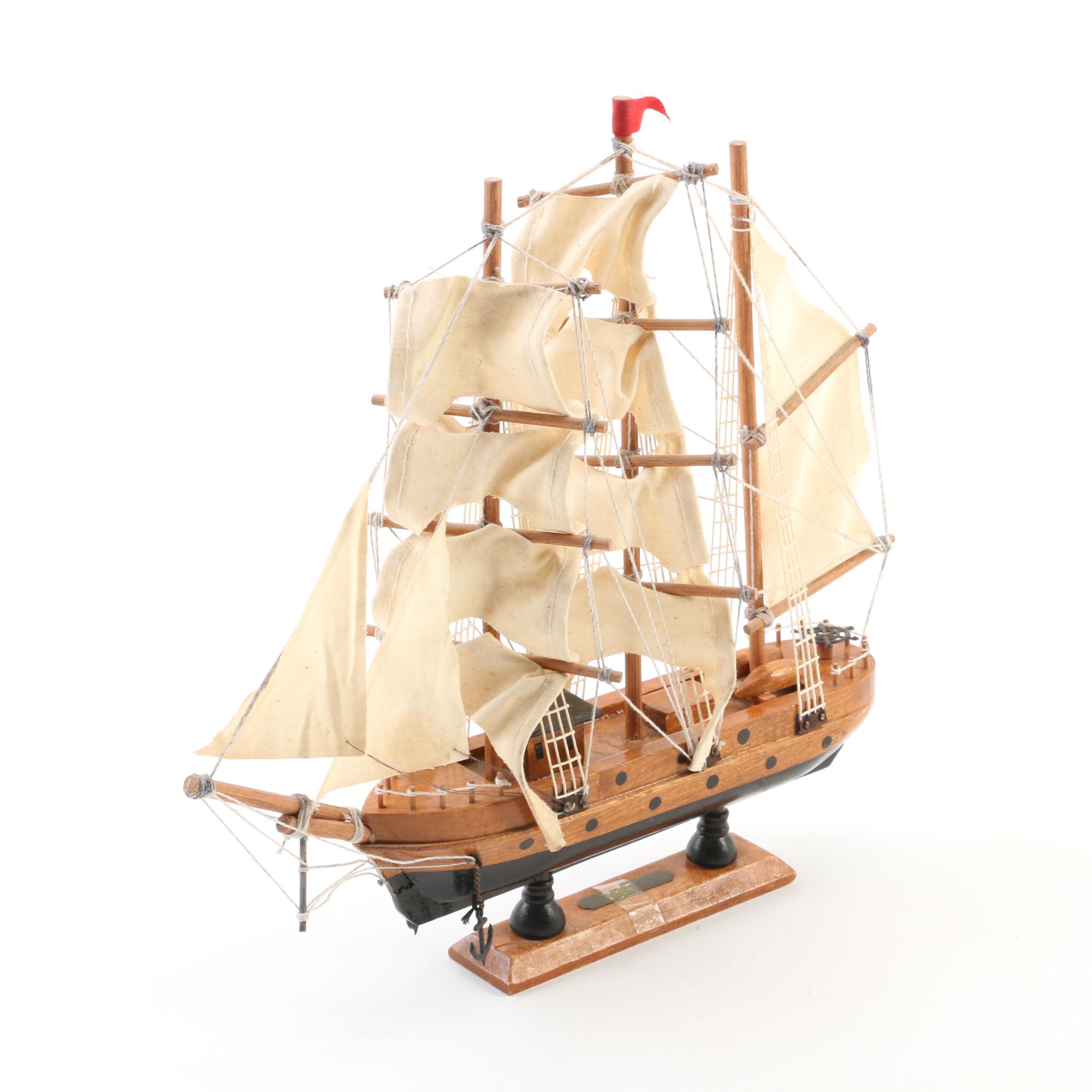 Wooden Barque Model Sail Ship
