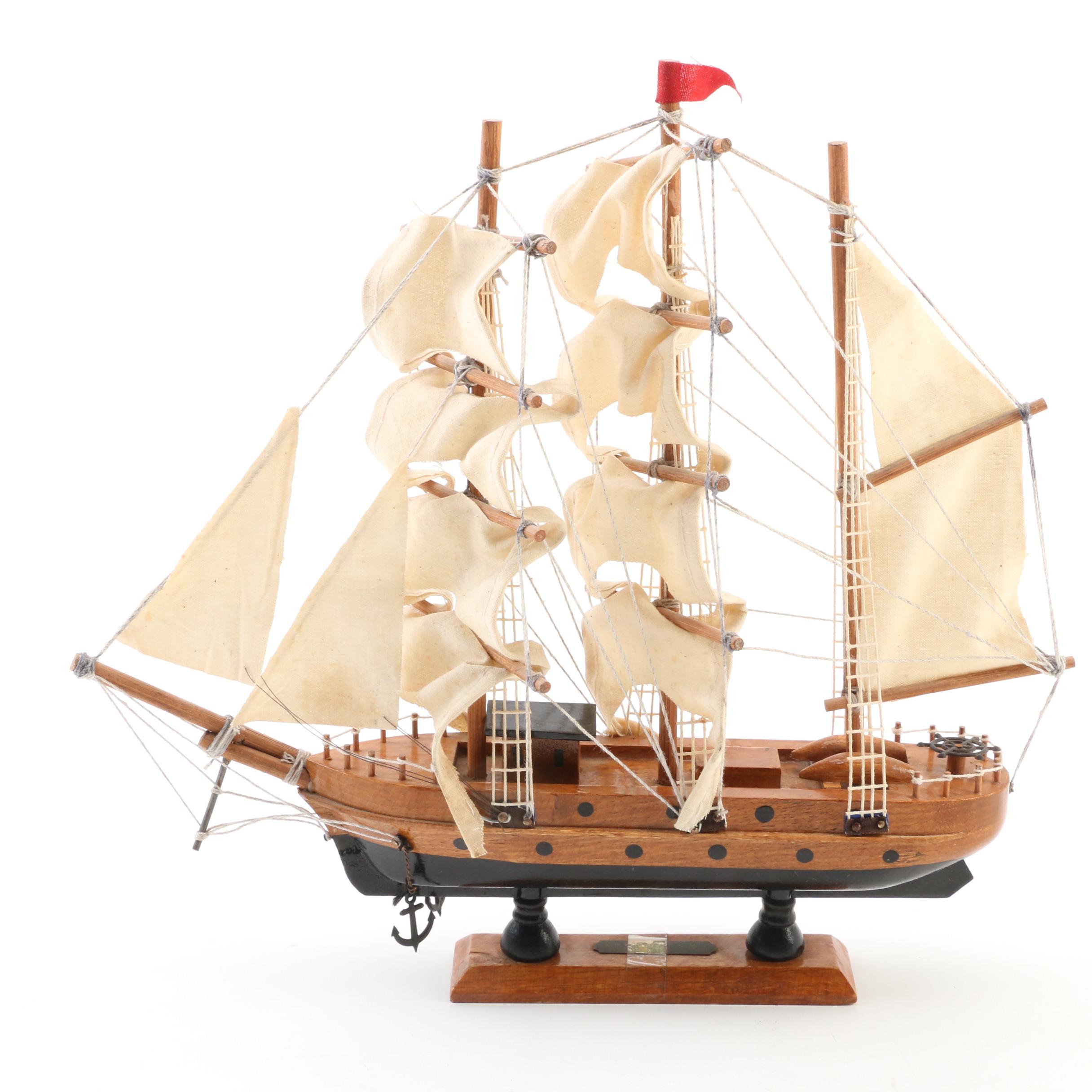 Wooden Barque Model Sail Ship