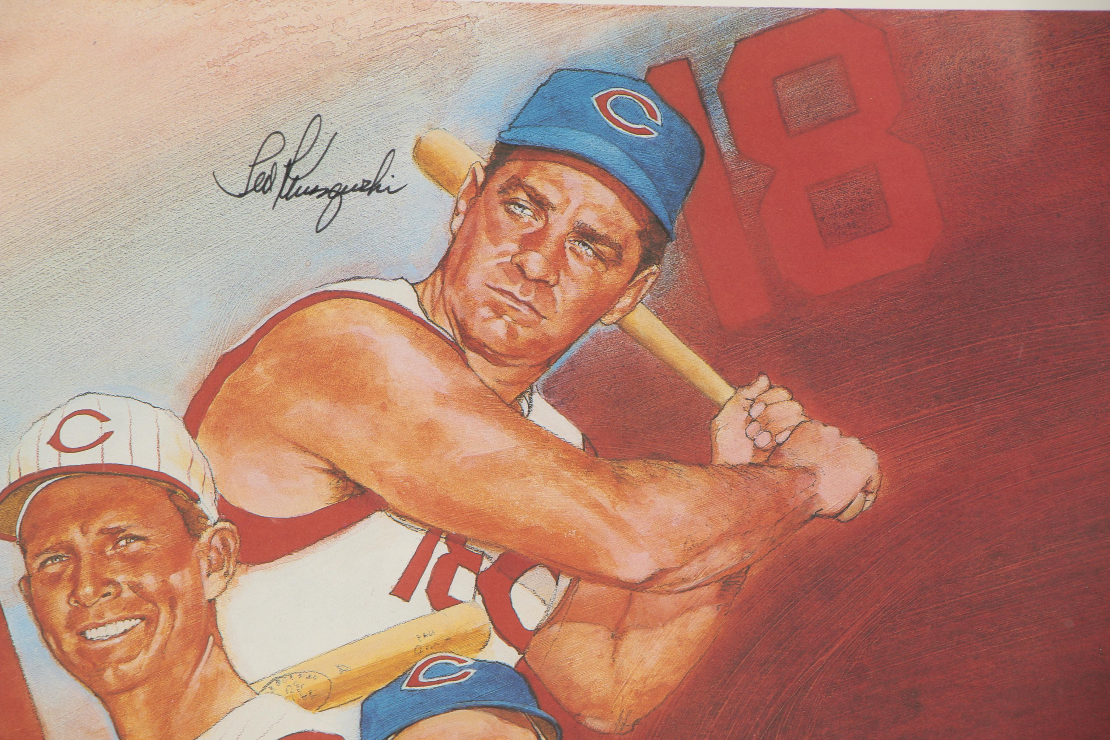 Decathlon Series Signed Print 1950s Cincinnati Reds Stars