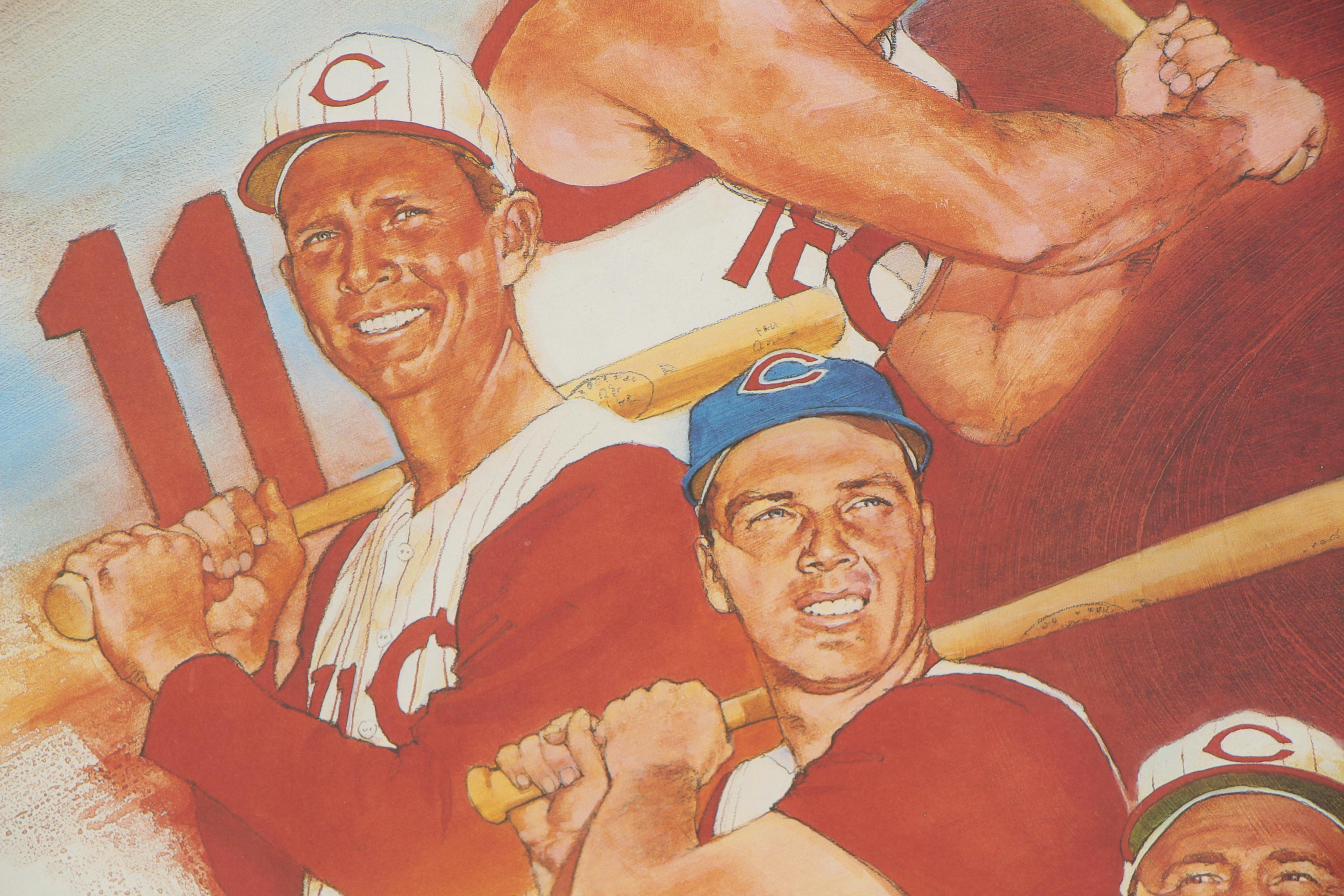 Decathlon Series Signed Print 1950s Cincinnati Reds Stars