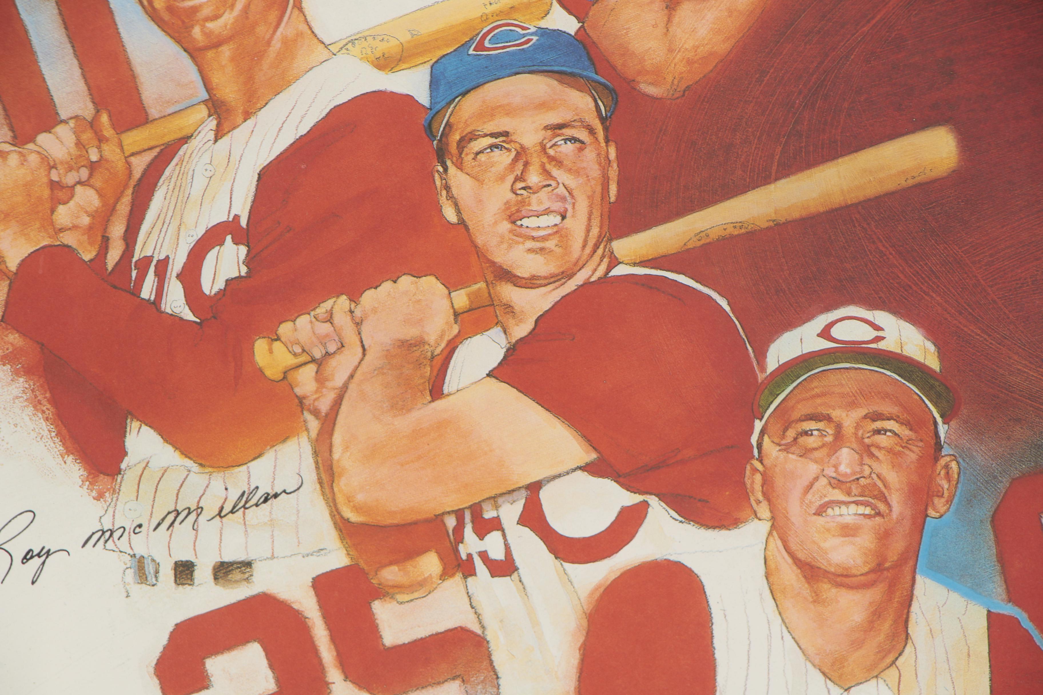 Decathlon Series Signed Print 1950s Cincinnati Reds Stars