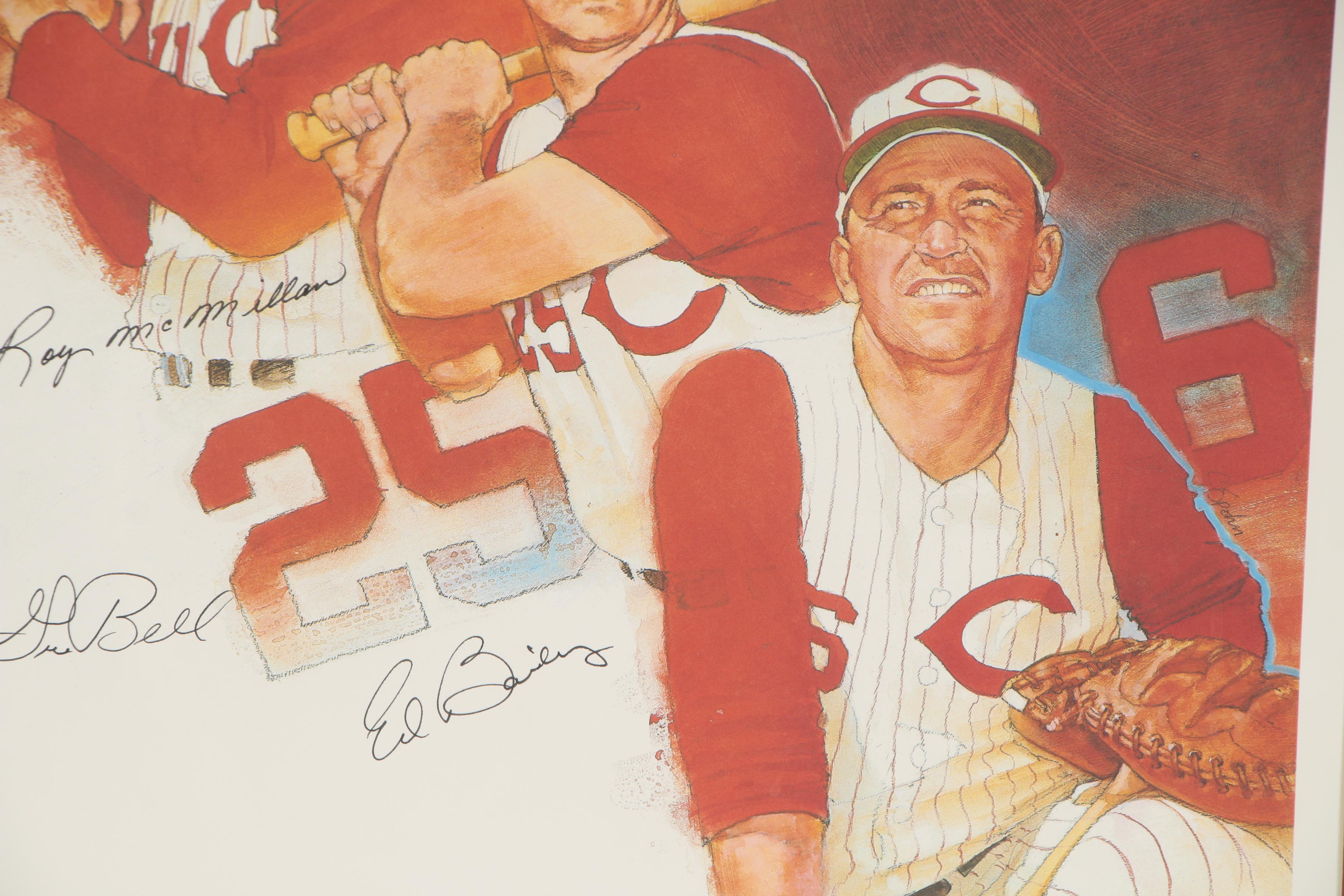 Decathlon Series Signed Print 1950s Cincinnati Reds Stars